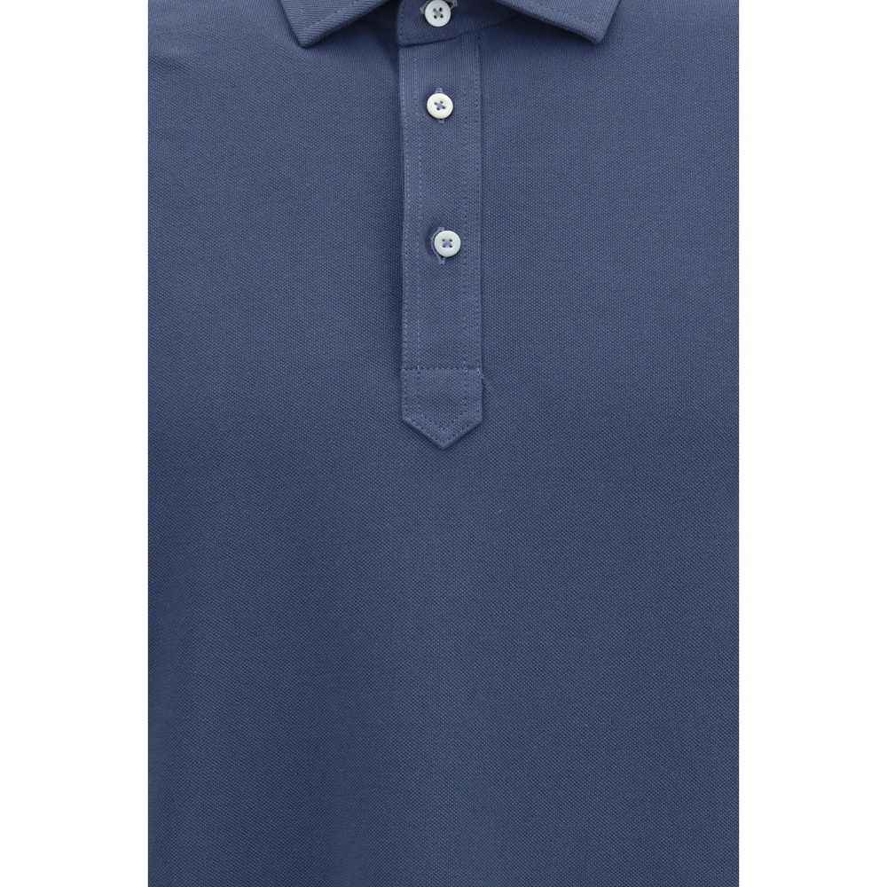 Brunello Cucinelli Blue Cotton Polo Shirt