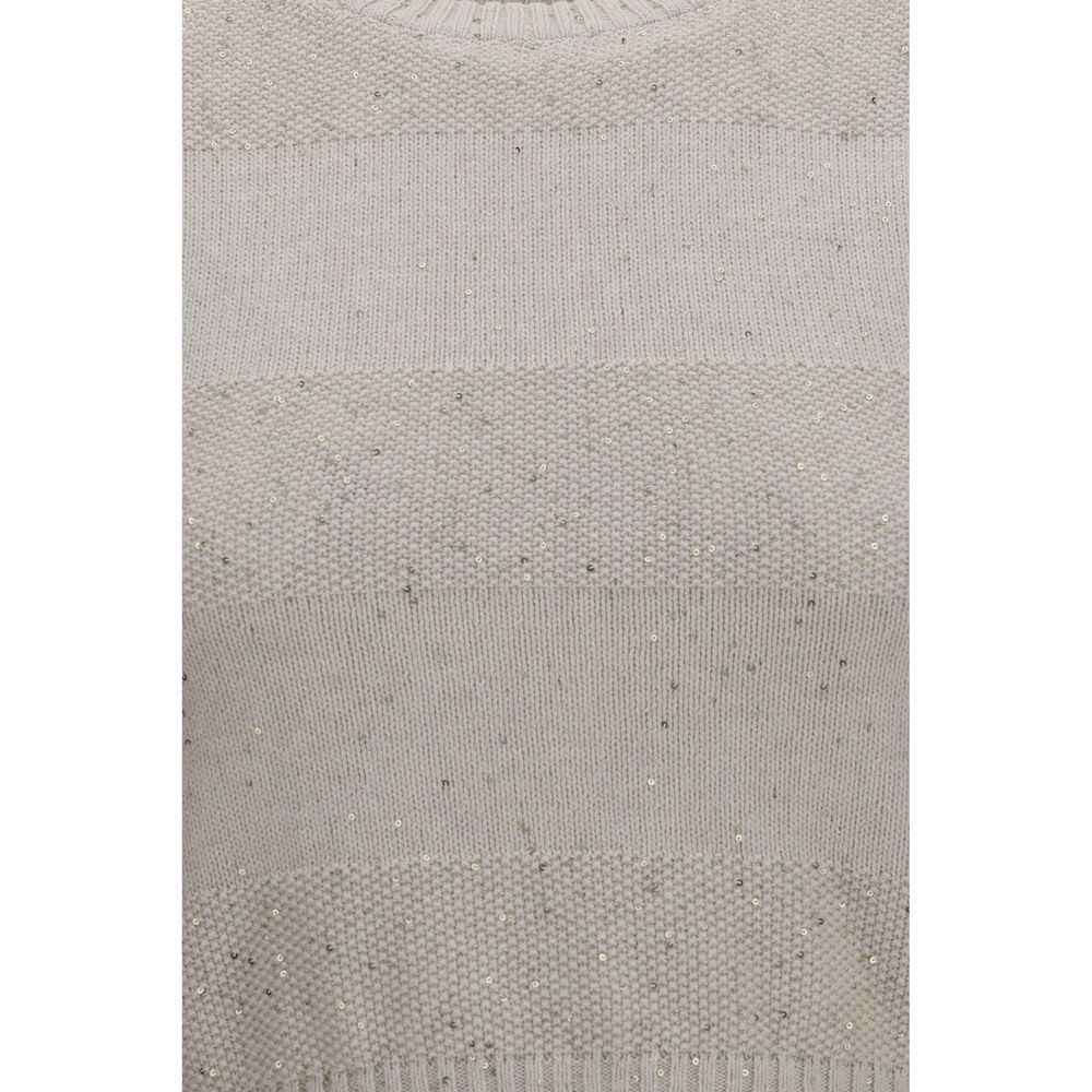 Brunello Cucinelli Beige Cotton Sleeveles Sweater