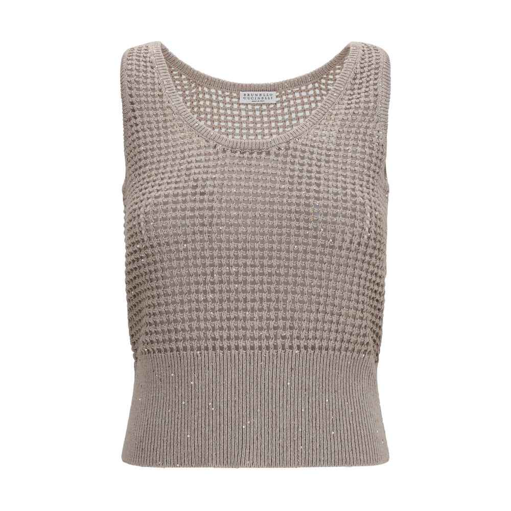 Brunello Cucinelli Beige Cotton Tank Tops