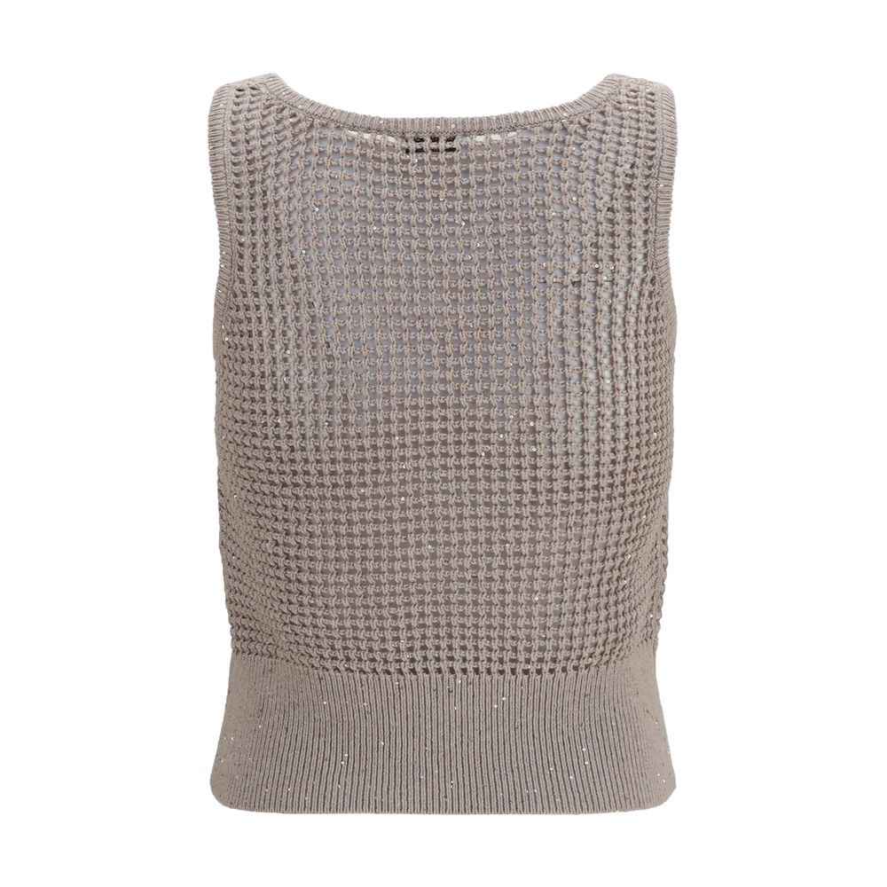 Brunello Cucinelli Beige Cotton Tank Tops