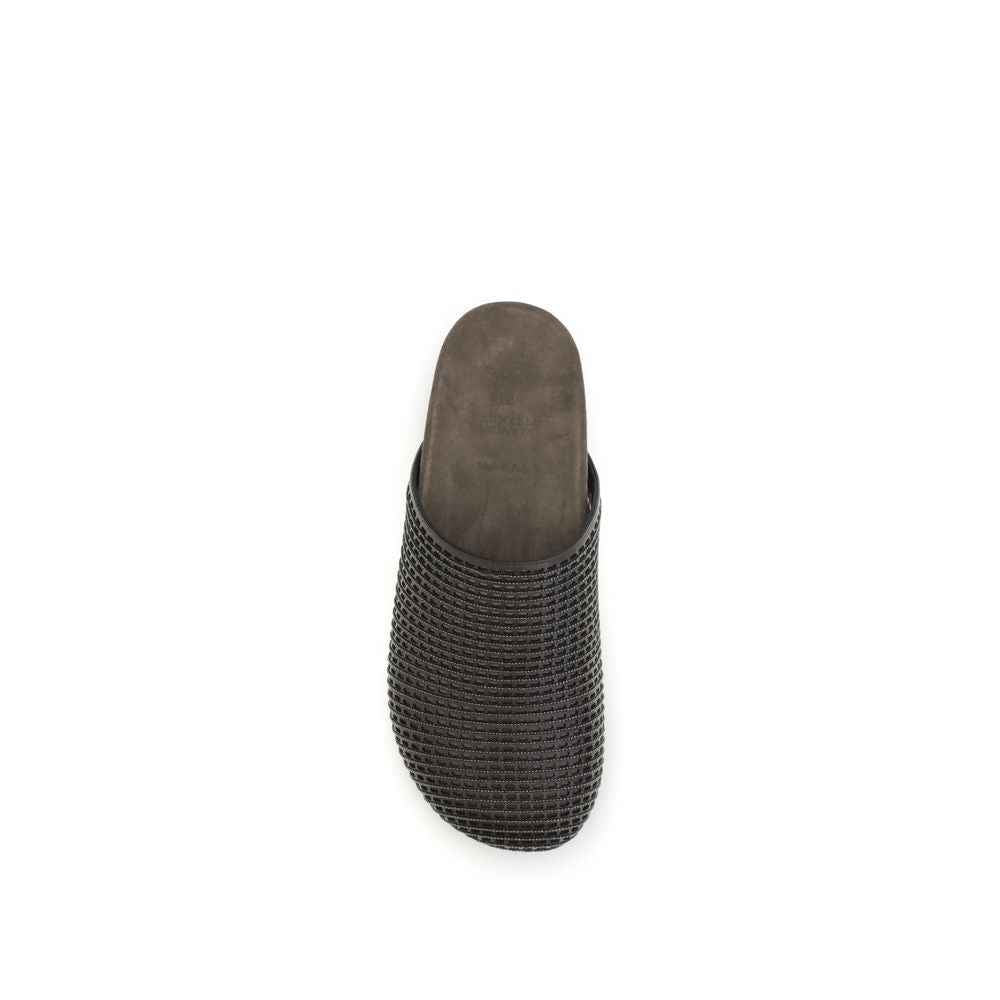 Brunello Cucinelli Brown Calf Leather Bos Taurus Slides