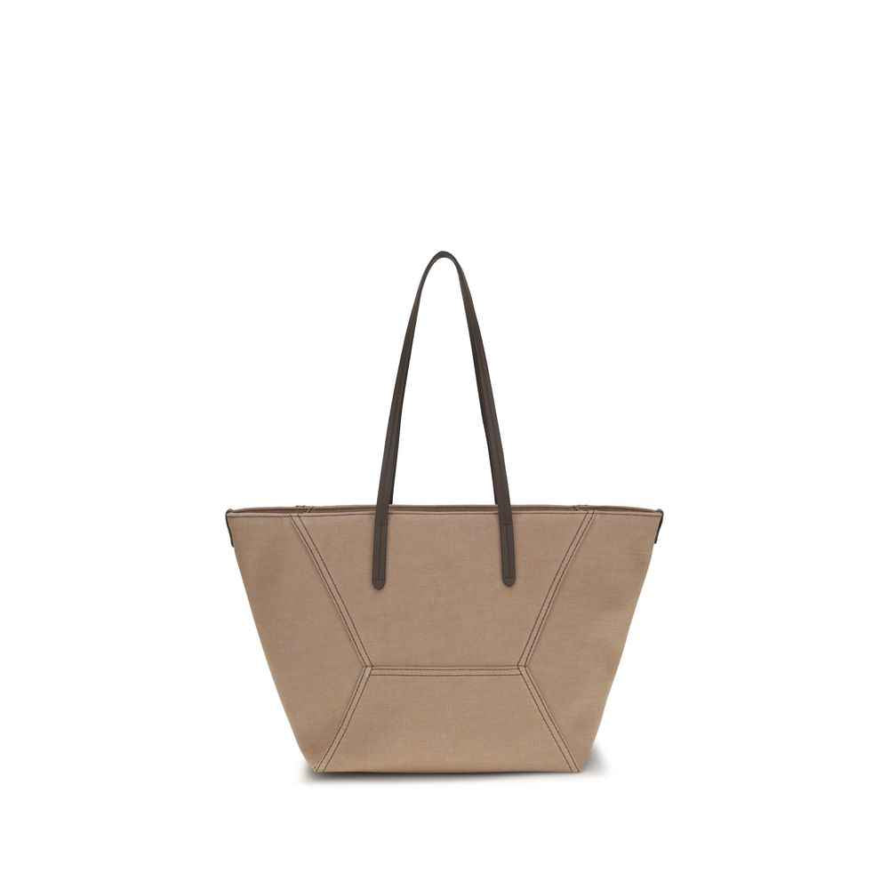 Brunello Cucinelli Beige Cotton Shoulder Bag