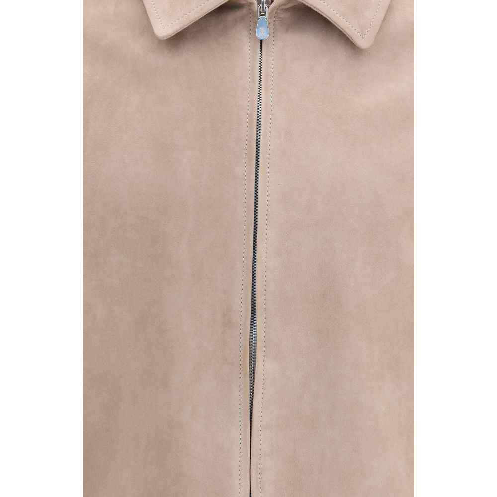 Brunello Cucinelli Beige Calf Leather Bos Taurus Leather Jacket