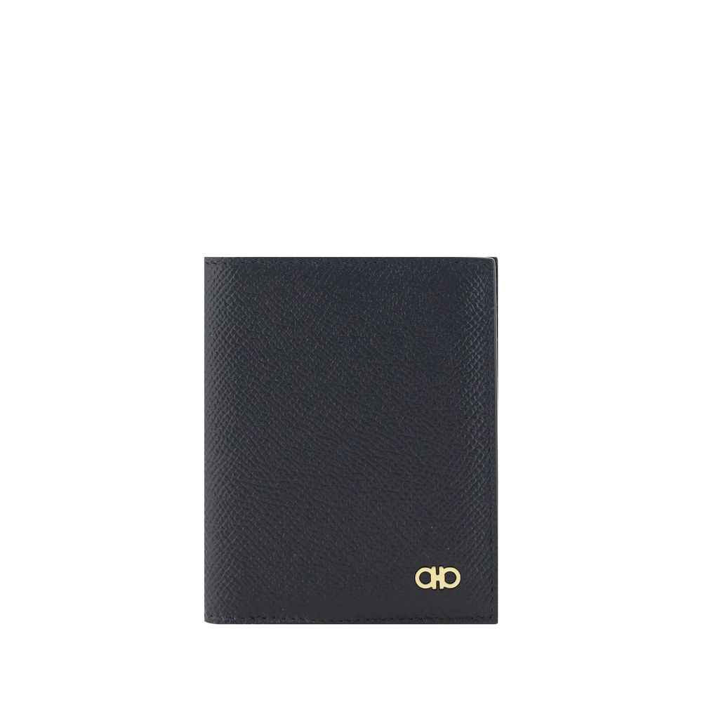 Ferragamo Black Calf Leather Bos Taurus Wallet