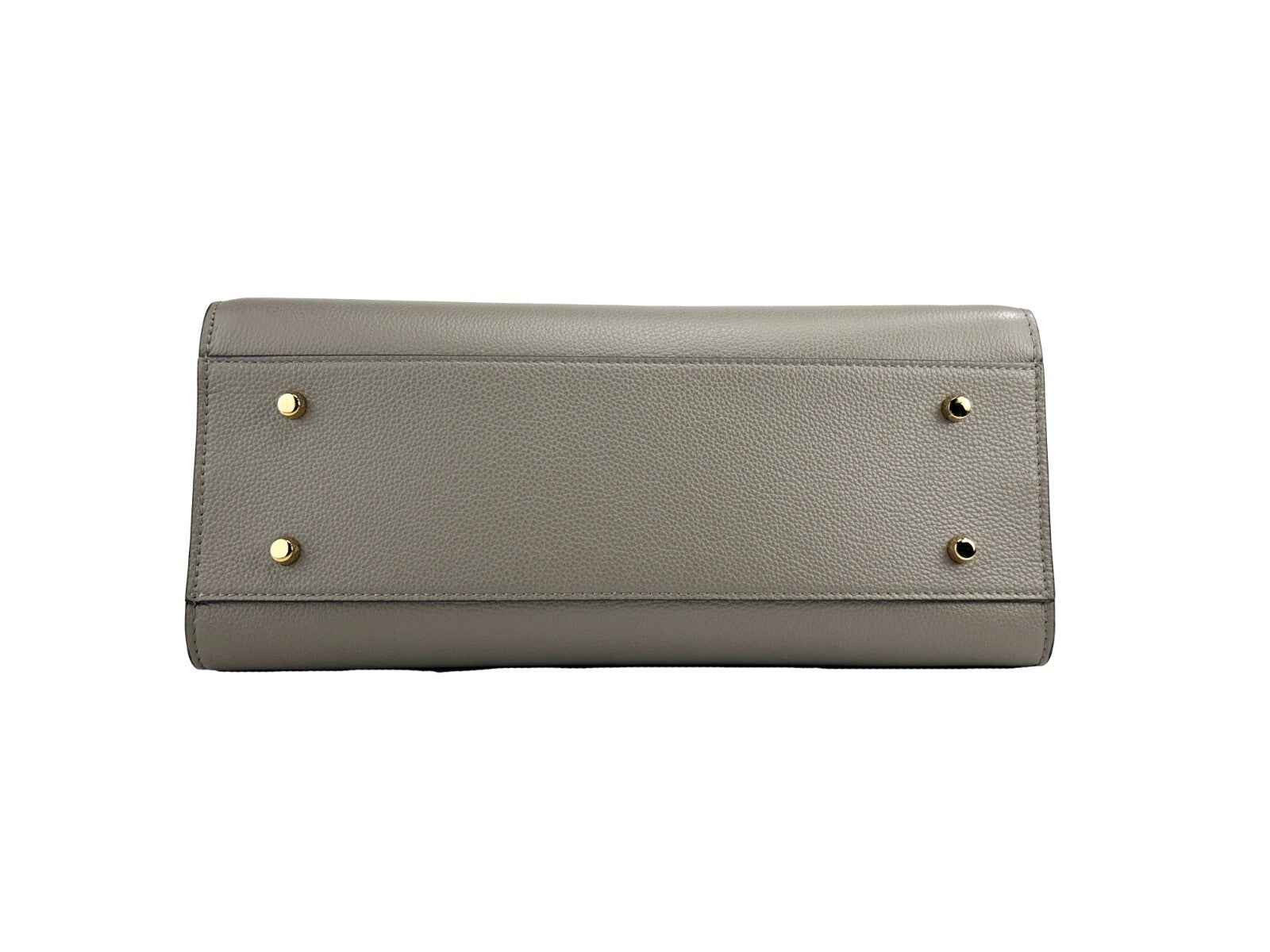 Versace Virtus Large Leather Top Handle Satchel Bag Tote Gray