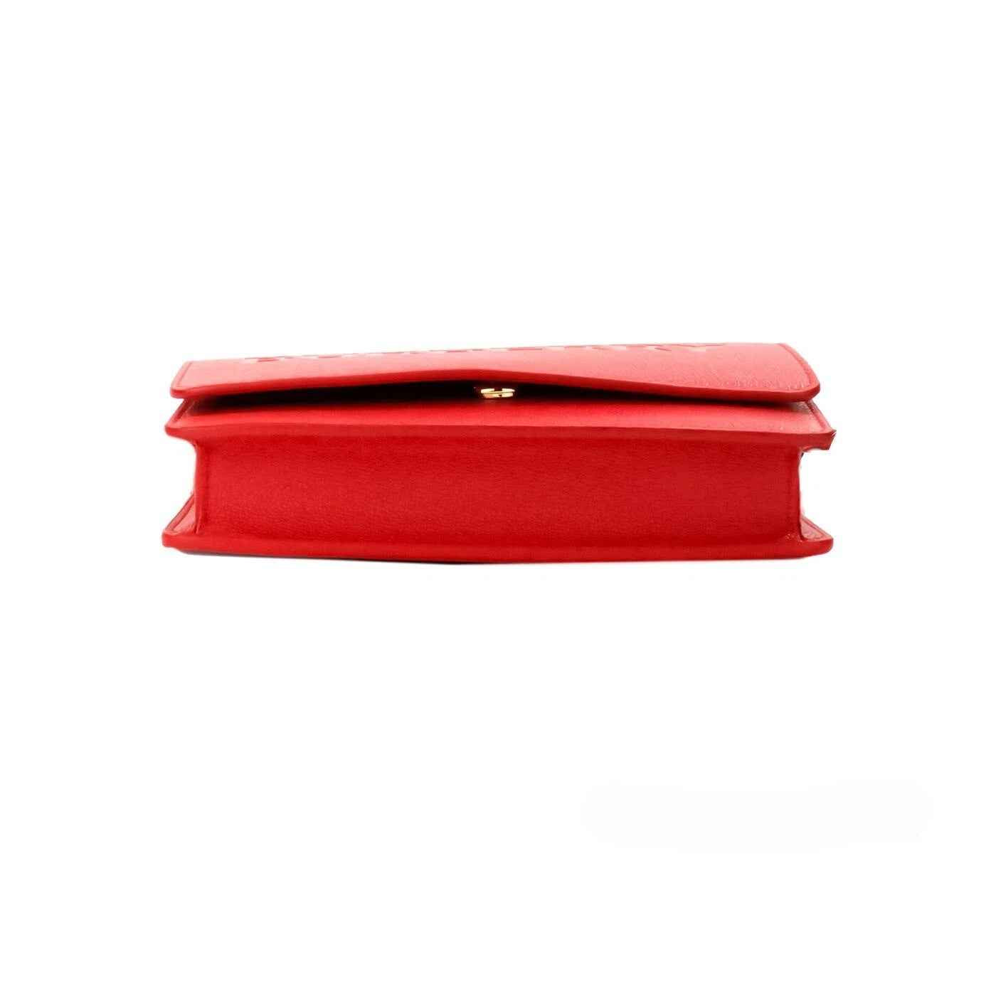 Burberry Hampshire Small Red Embossed Logo Smooth Leather Crossbody Bag