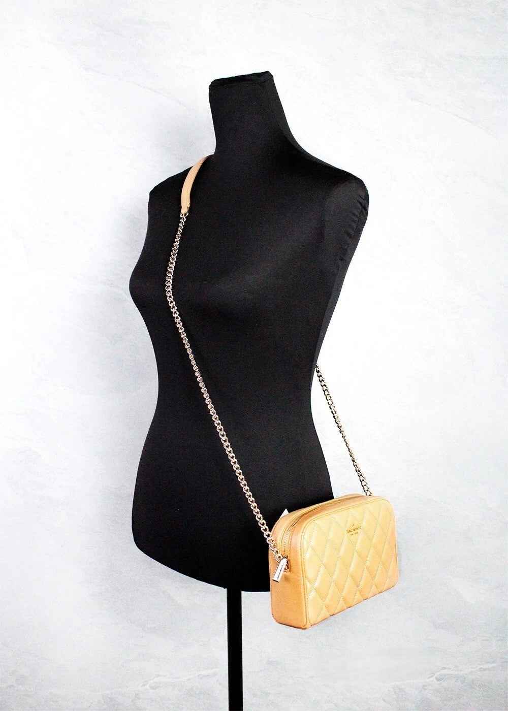 Kate Spade Carey Mini Tiramisu Quilted Smooth Leather Camera Crossbody Bag