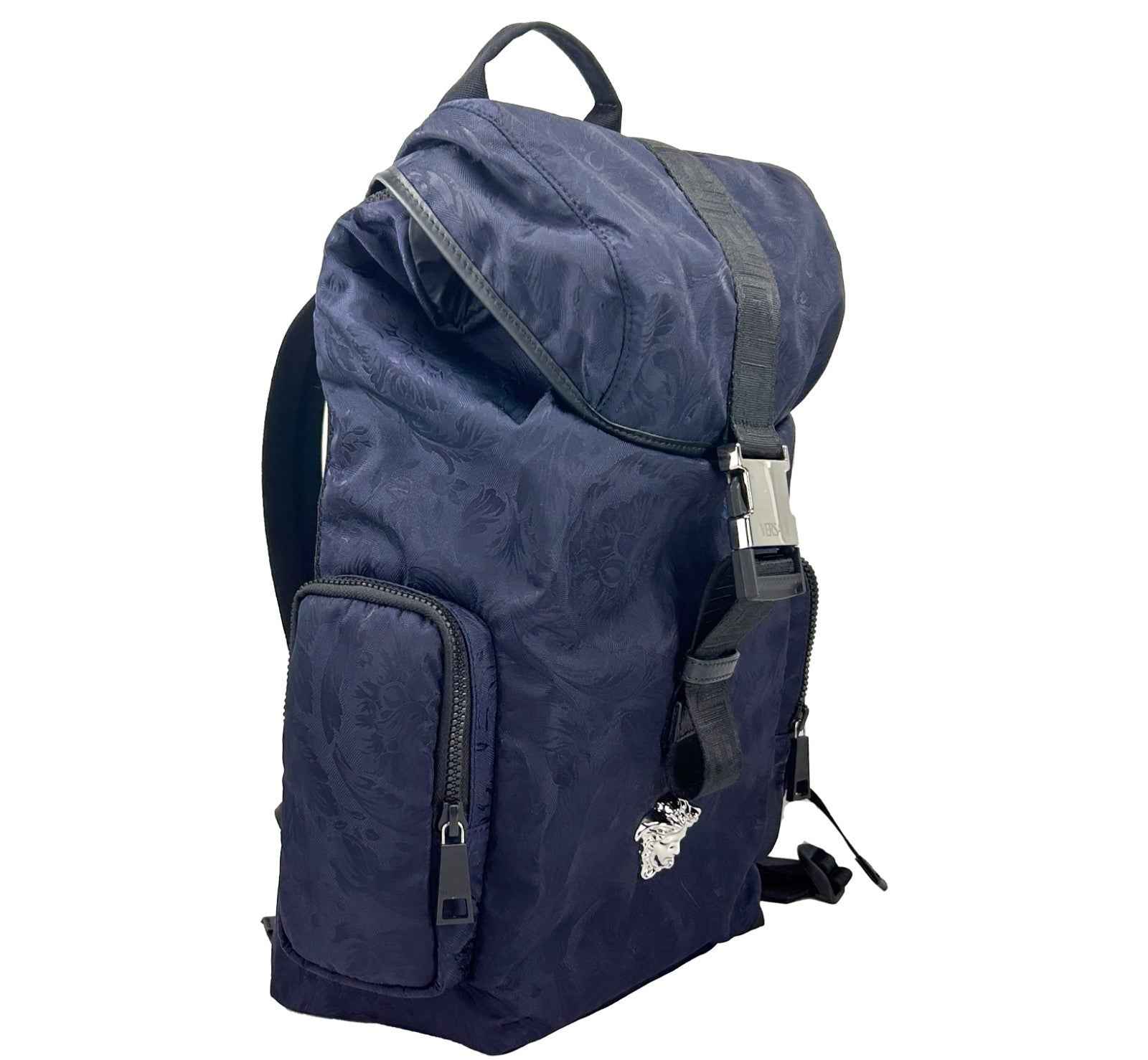 Versace Medusa Nylon Buckle Drawstring Backpack Bag