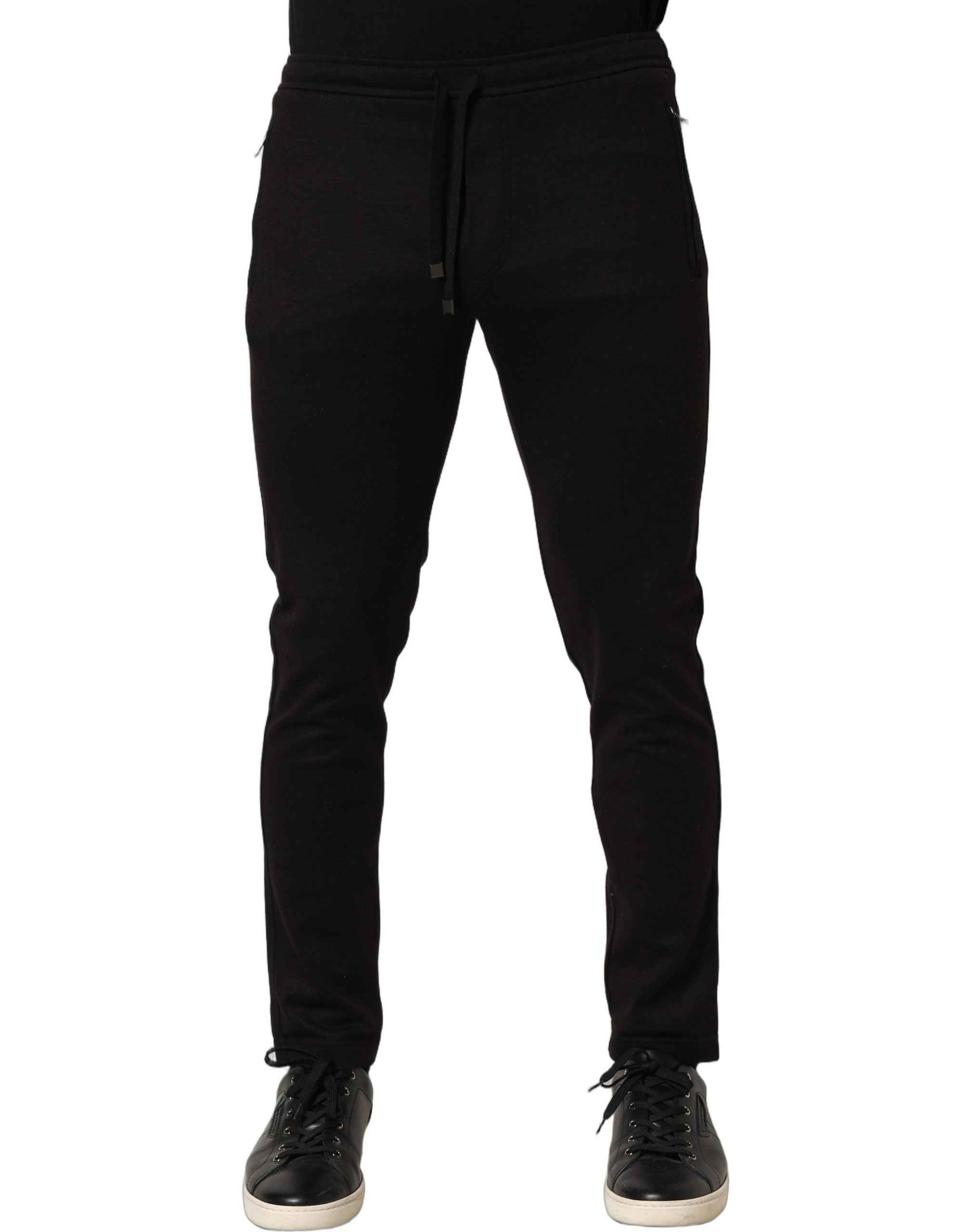 Dolce & Gabbana Black Wool Jogger Men Sweatpants Trouser Pants