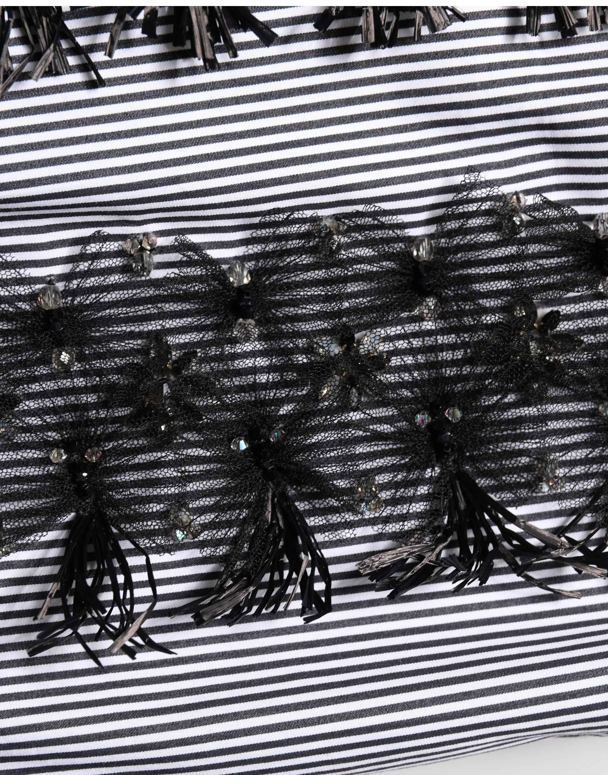 Dolce & Gabbana BlackGray Pinstripe Embellished Trouser Pants