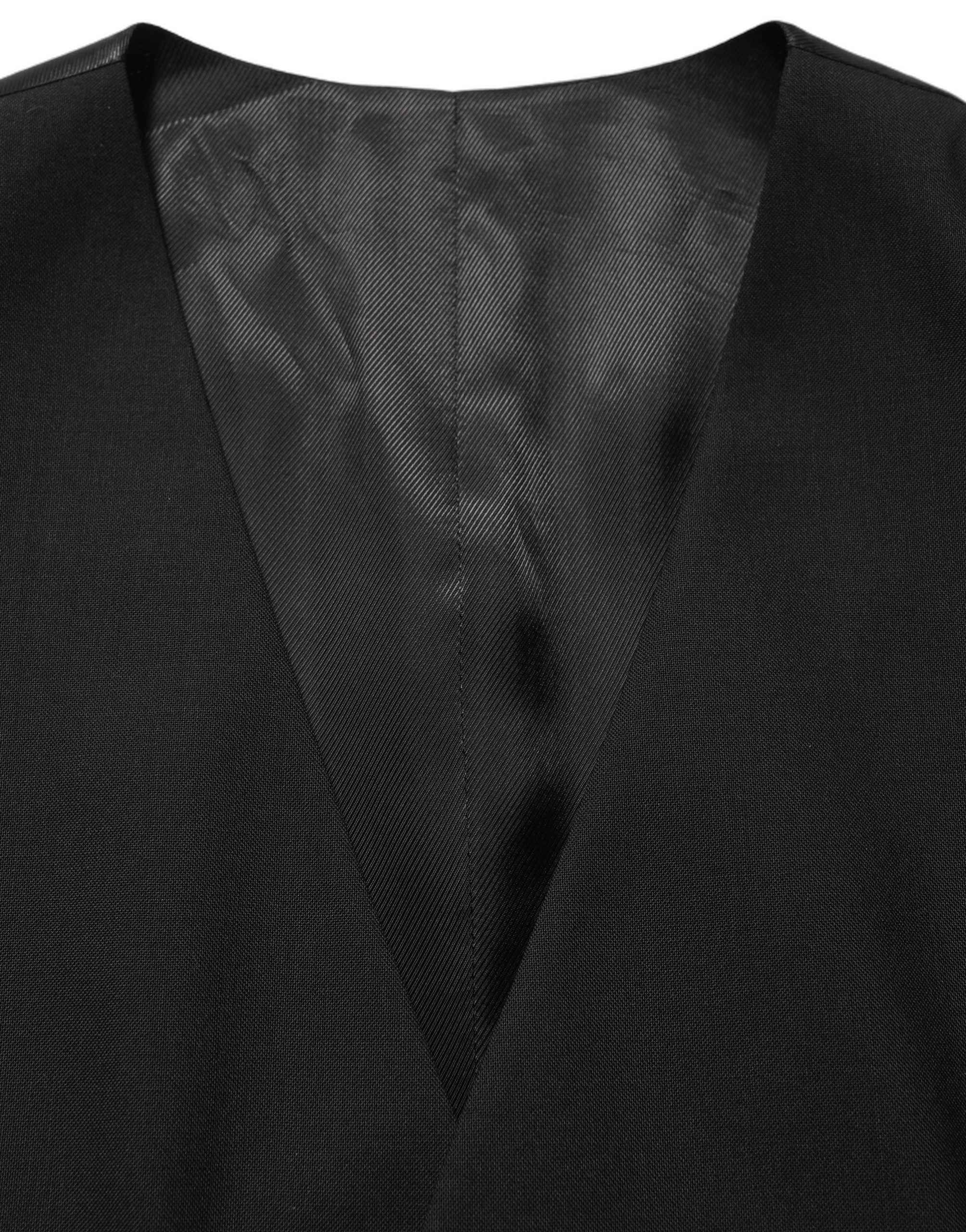 Dolce & Gabbana Black Wool Single Breasted Waistcoat Vest