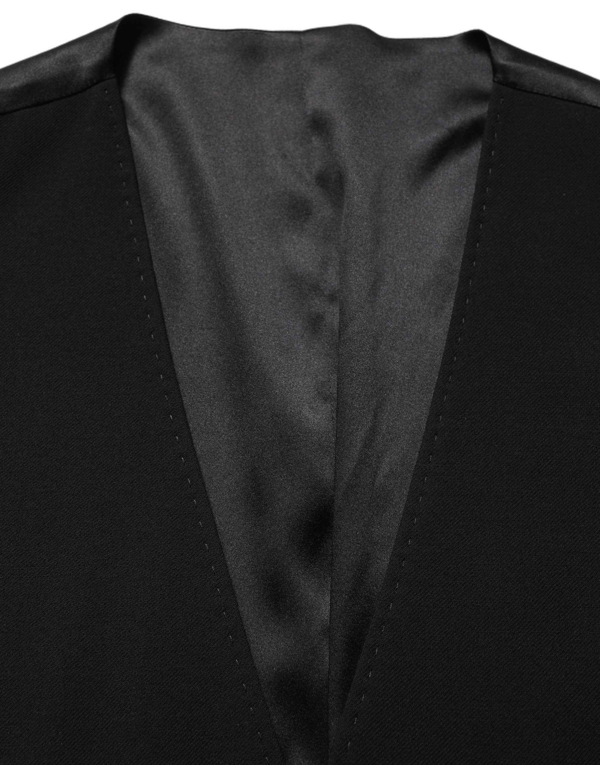 Dolce & Gabbana Black Wool Single Breasted Waistcoat Vest