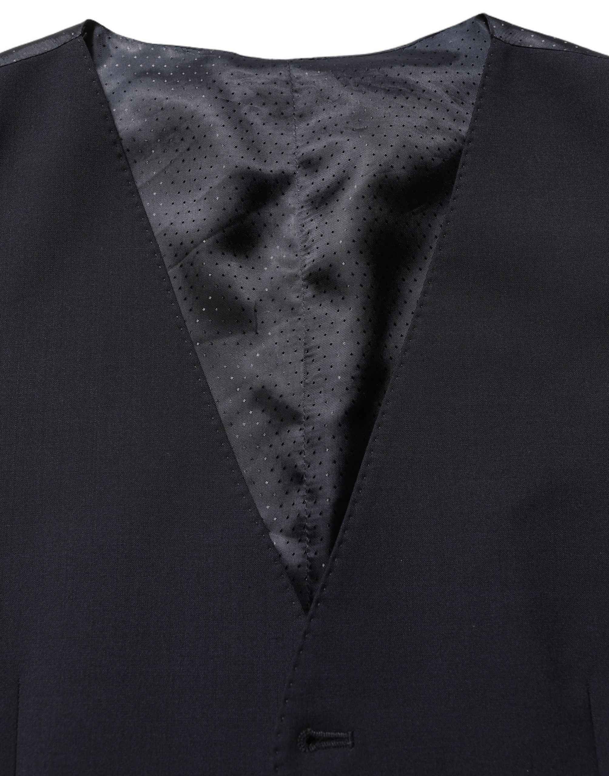 Dolce & Gabbana Black Wool Single Breasted Waistcoat Vest