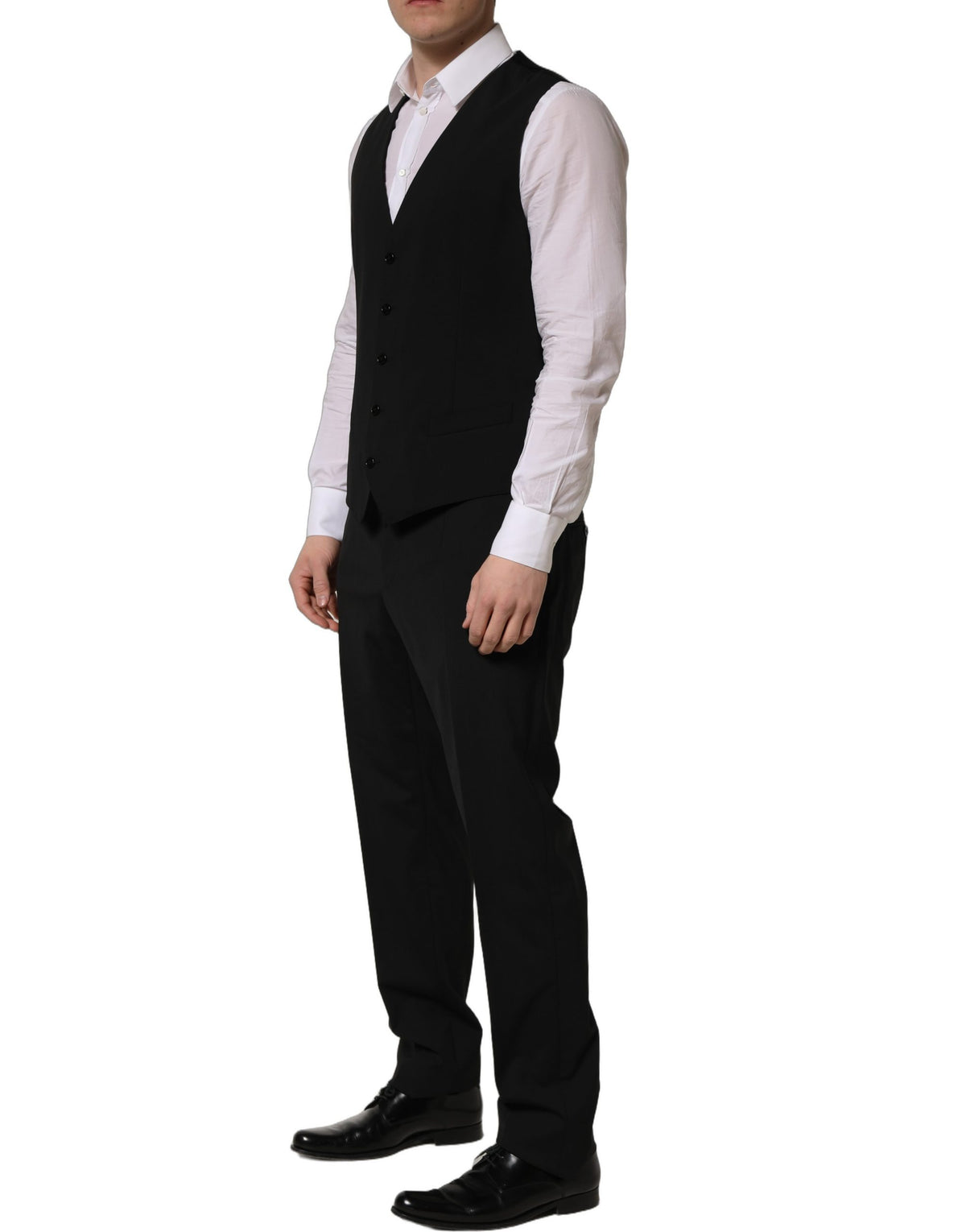 Dolce & Gabbana Black Wool Slim Fit Formal 3 Piece Men Suit