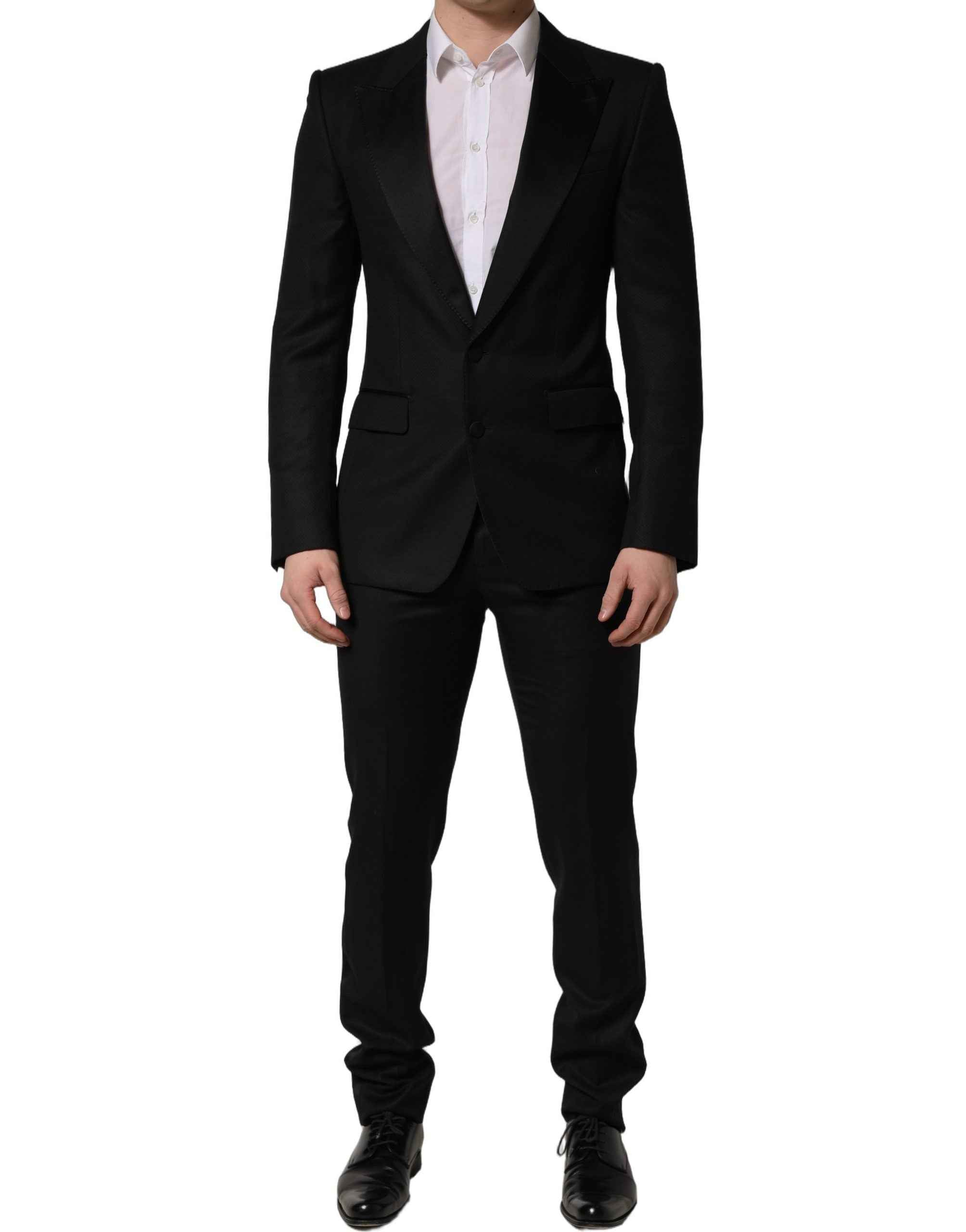 Dolce & Gabbana Black Wool Slim Fit Formal 2 Piece Men Suit