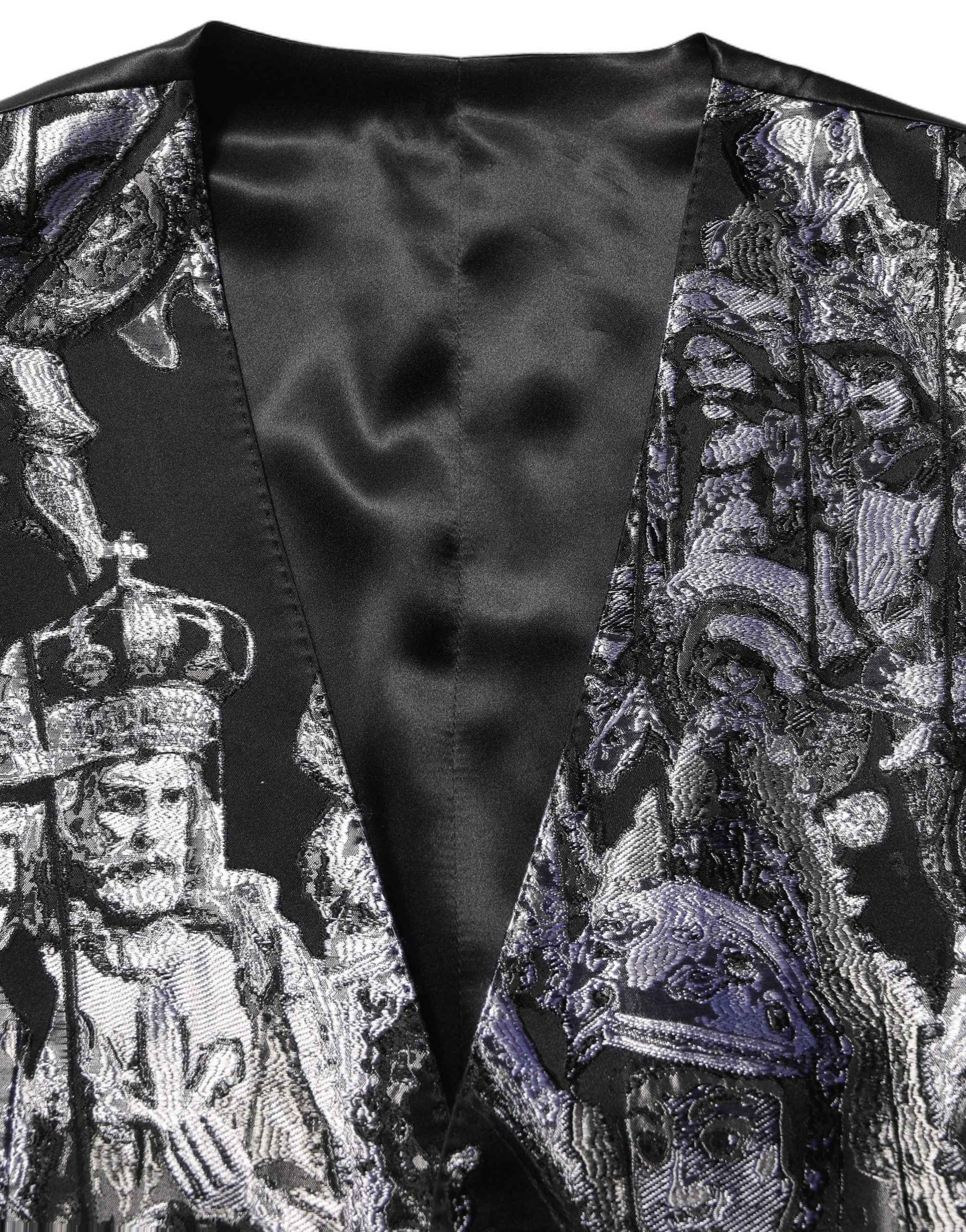 Dolce & Gabbana Black Jacquard Slim Fit Formal 3 Piece Suit