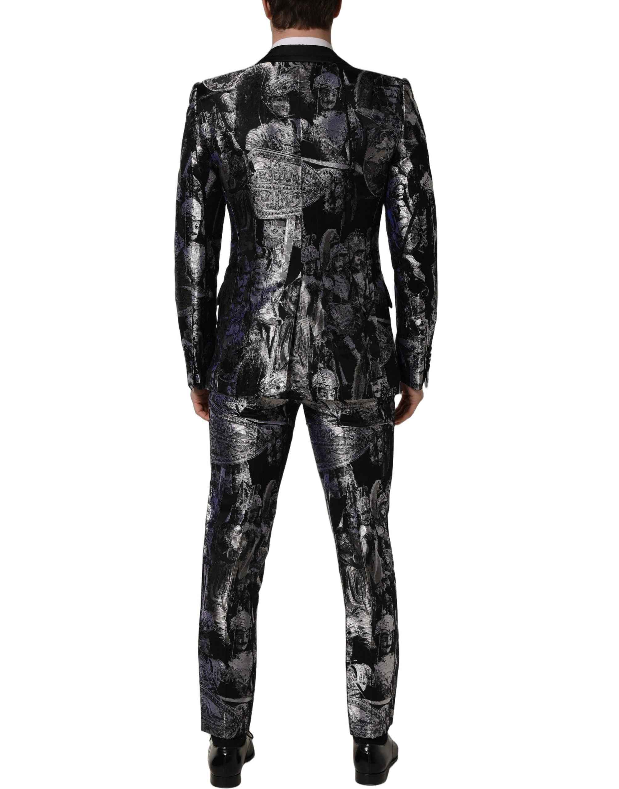 Dolce & Gabbana Black Jacquard Slim Fit Formal 3 Piece Suit