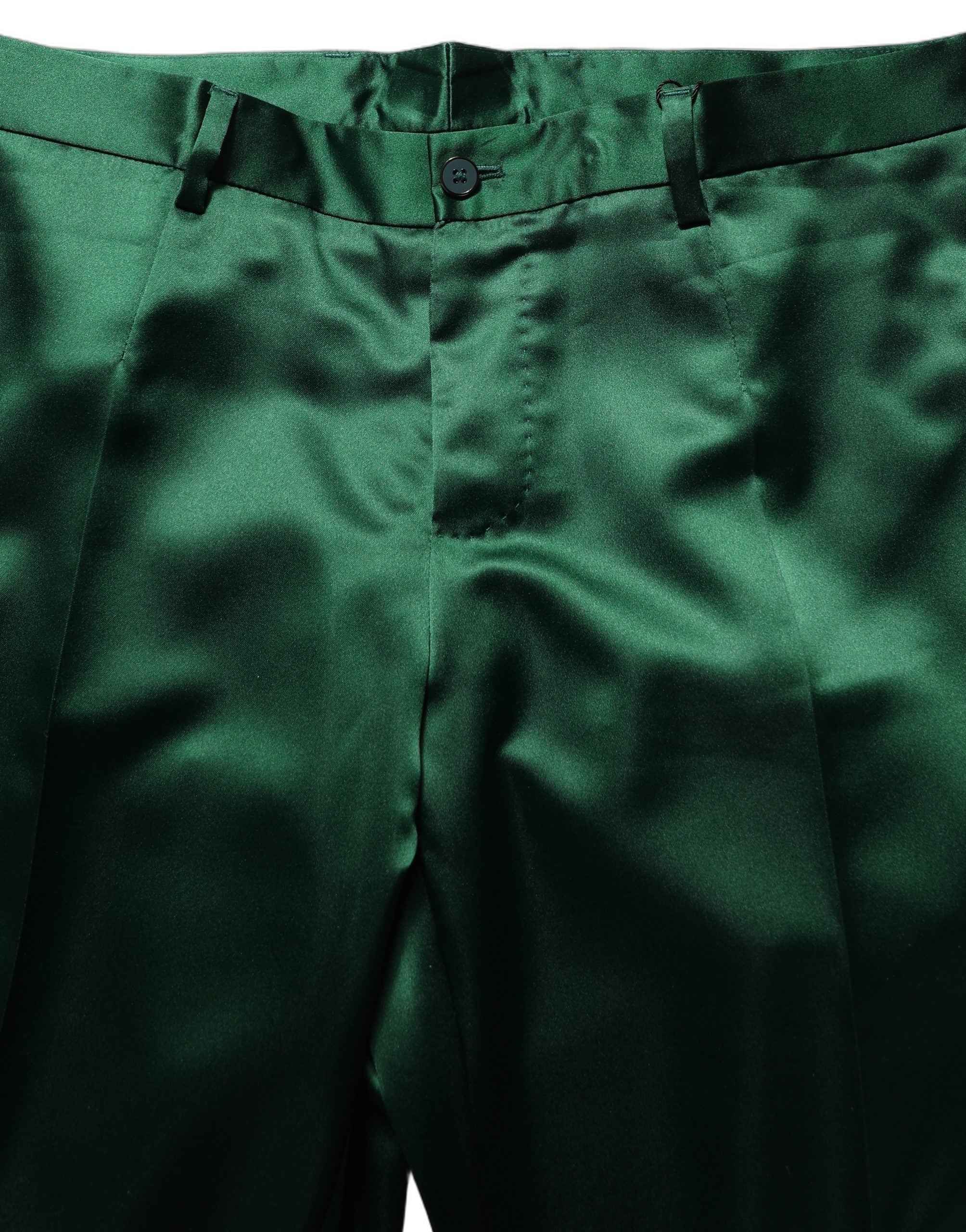 Dolce & Gabbana Dark Green Tapered Leg Dress Trouser Pants
