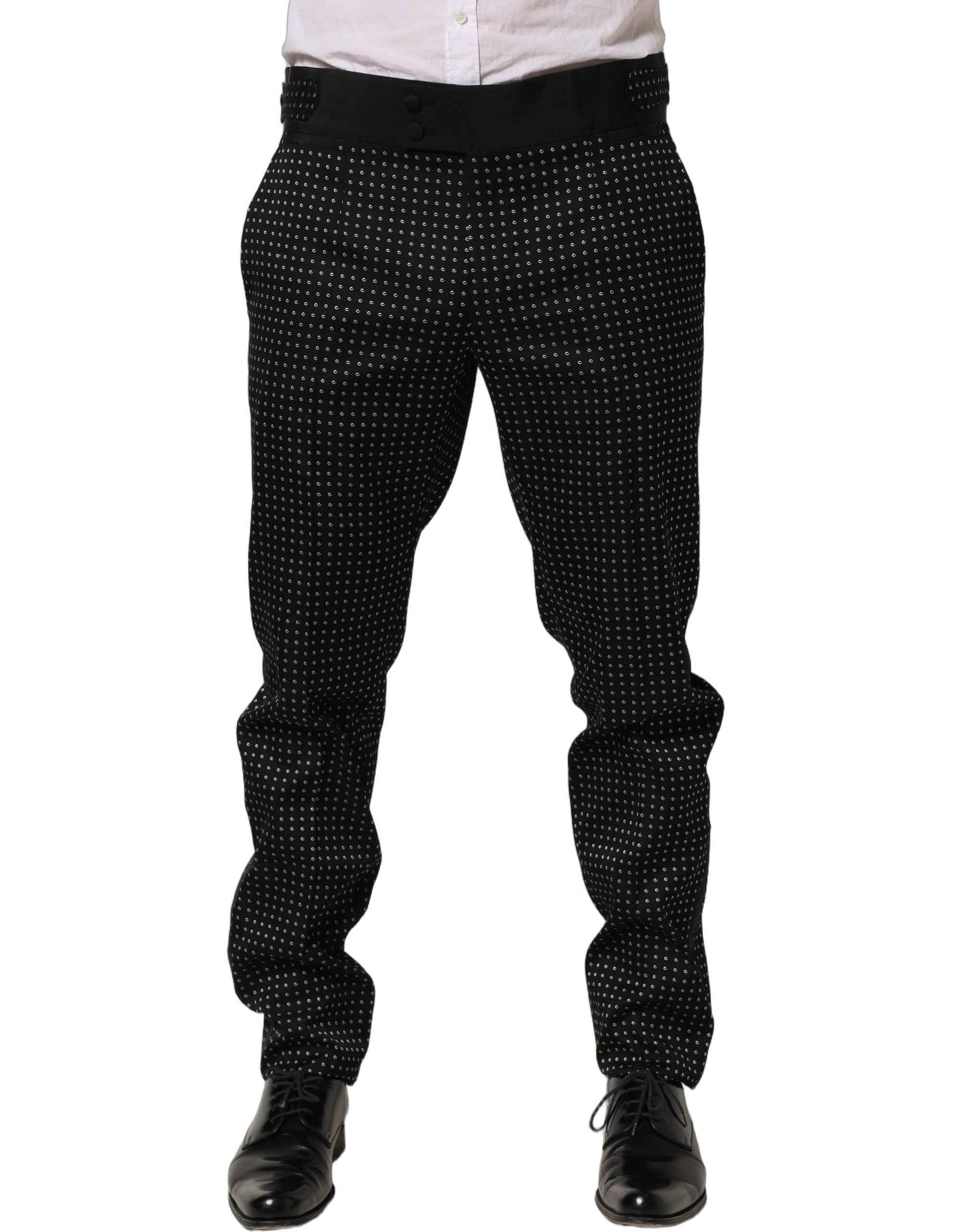 Dolce & Gabbana Black Polka Dot Cotton Dress Trouser Pants