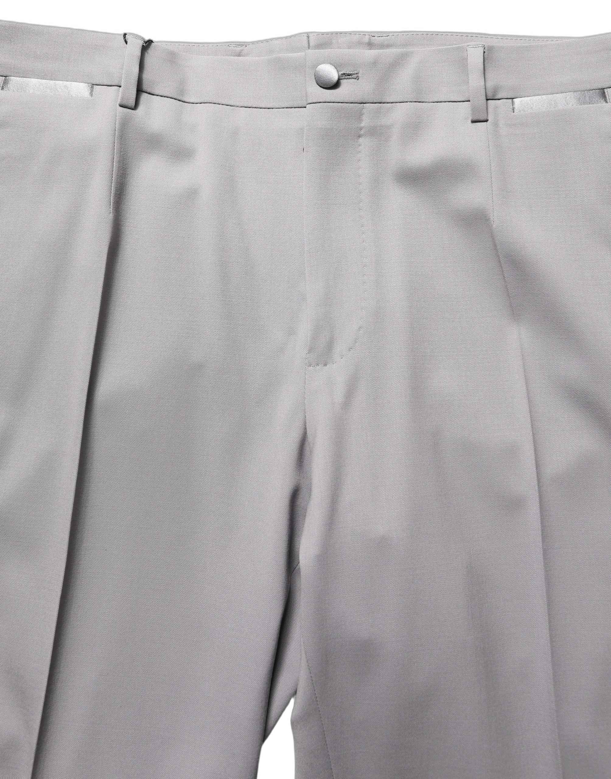 Dolce & Gabbana Gray Wool Tapered Men Dress Trouser Pants