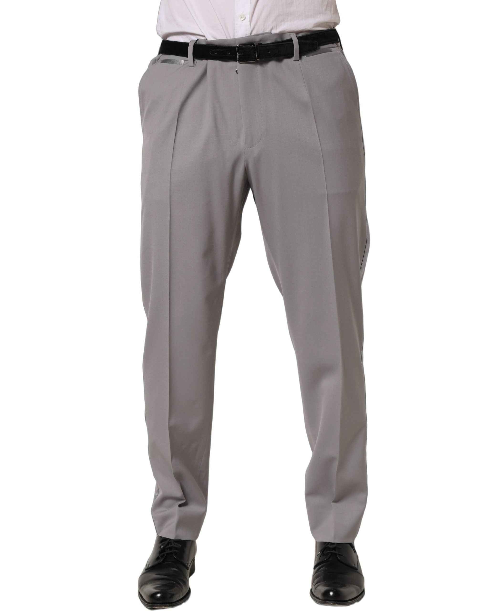 Dolce & Gabbana Gray Wool Tapered Men Dress Trouser Pants