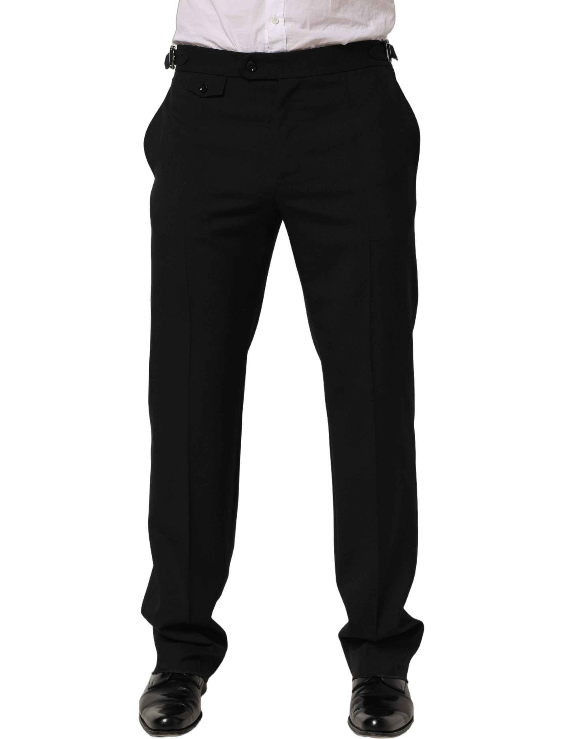 Dolce & Gabbana Black Tapered Leg Men Dress Trouser Pants