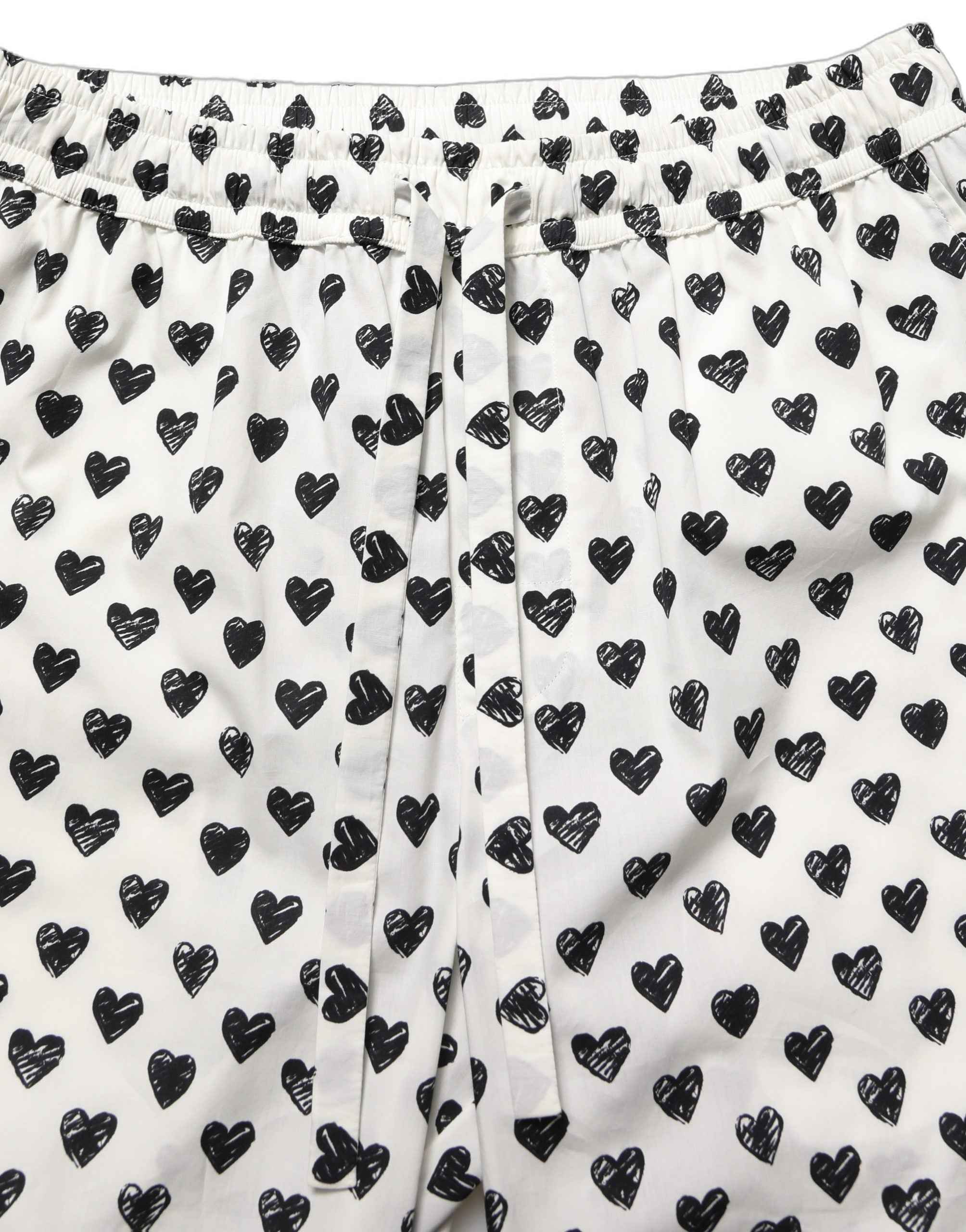 Dolce & Gabbana White Graphic Heart Print Men Trousers Pants