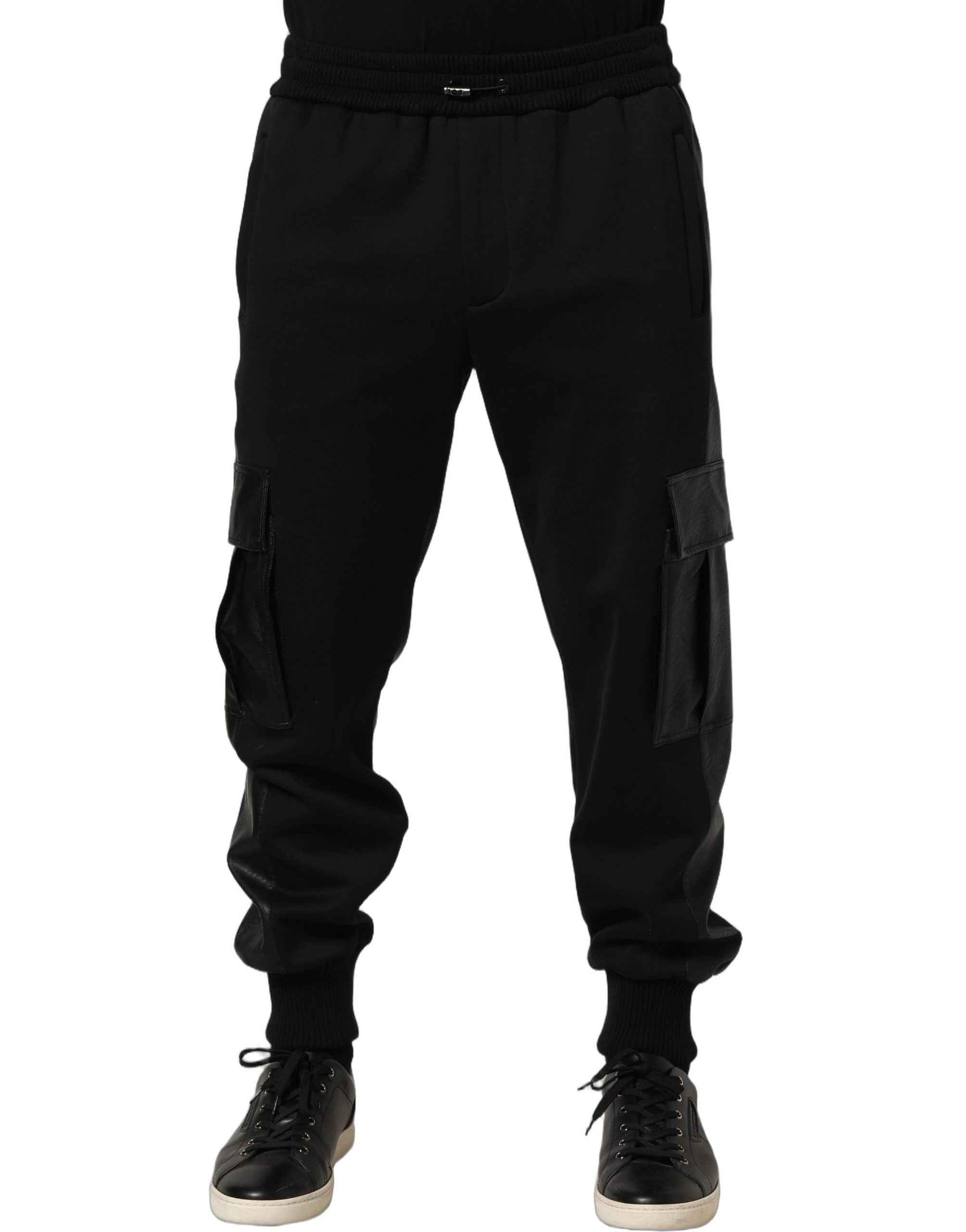Dolce & Gabbana Black Mid Waist Cargo Jogger Sweatpants Pants