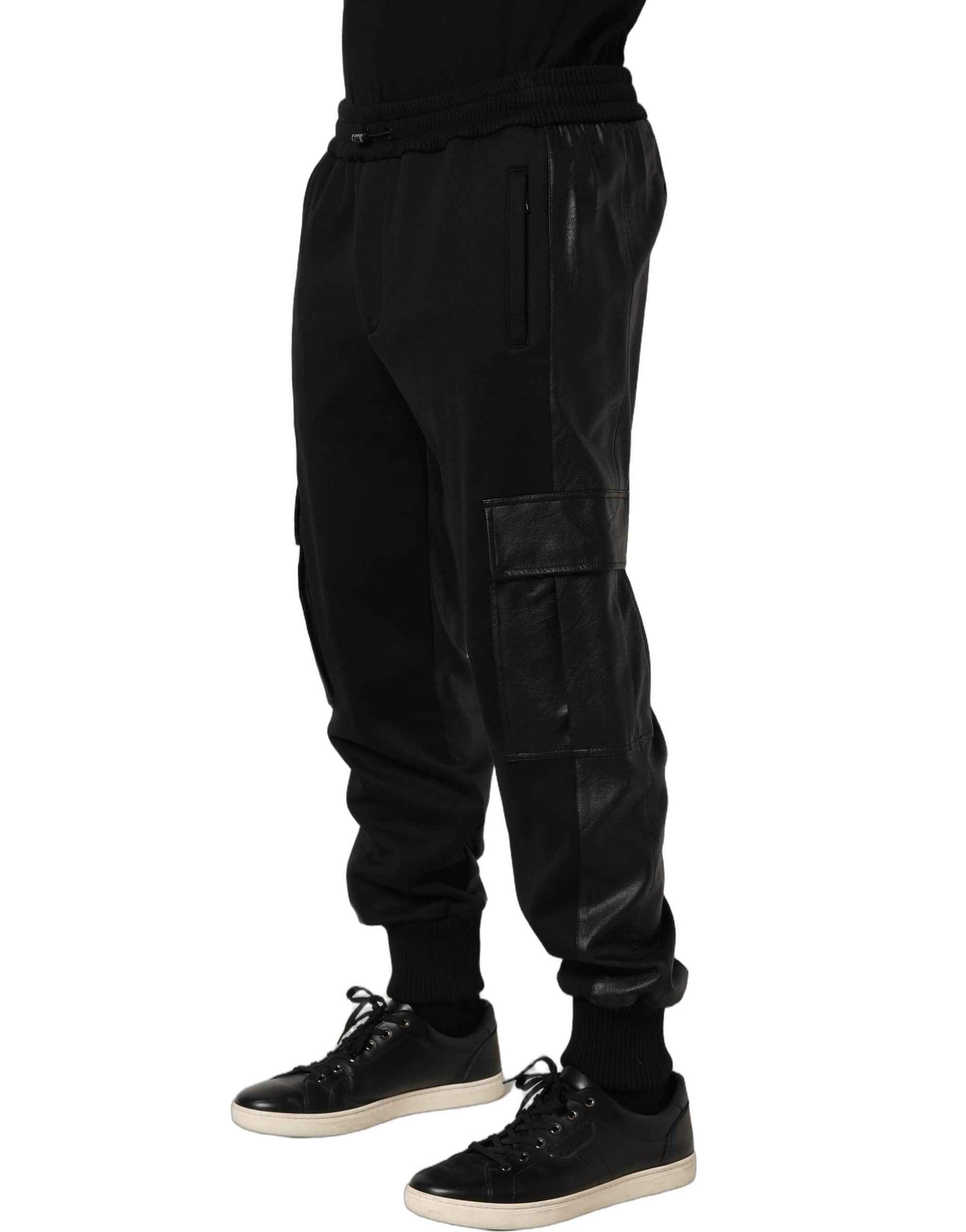 Dolce & Gabbana Black Mid Waist Cargo Jogger Sweatpants Pants