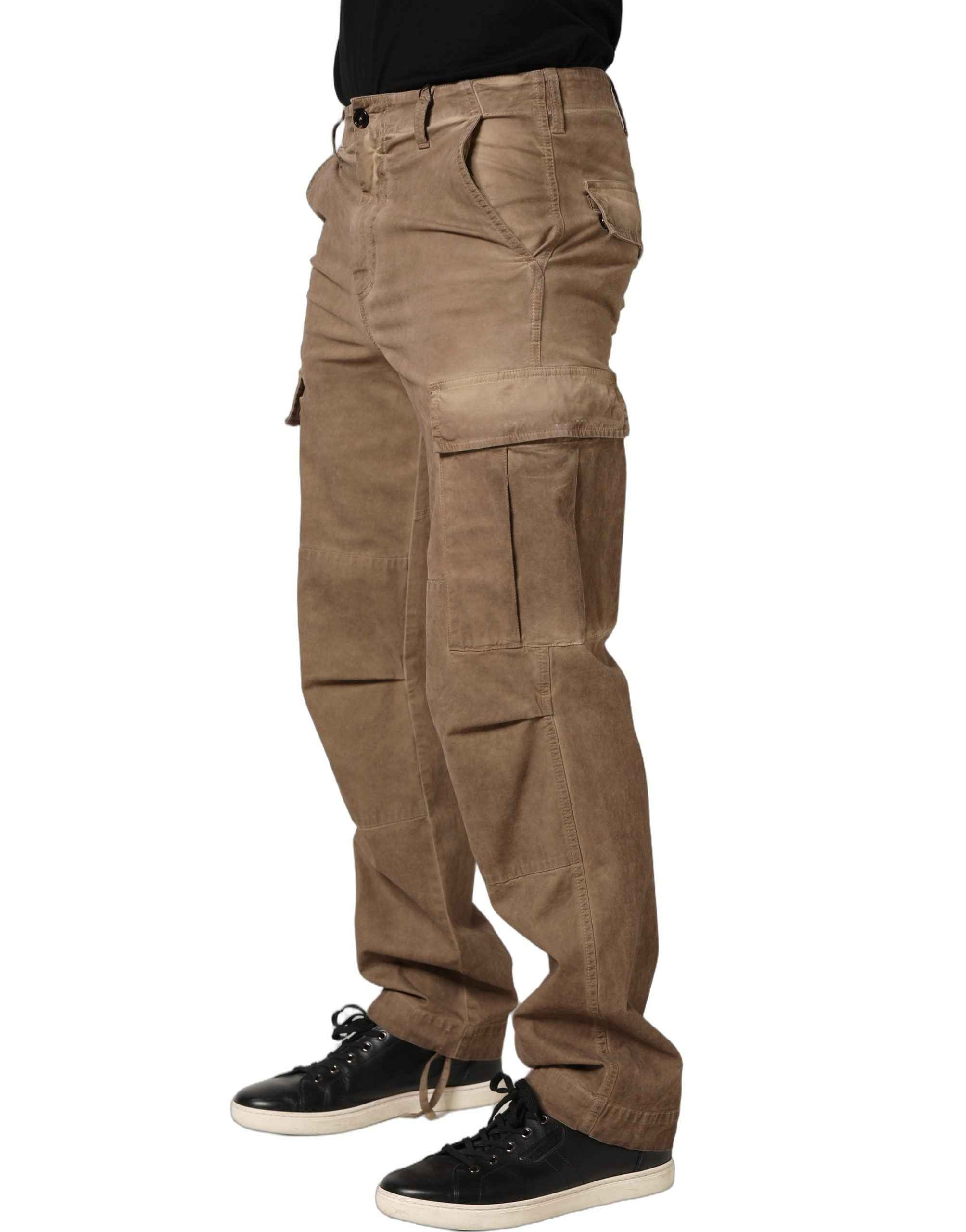 Dolce & Gabbana Brown Mid Waist Cargo Straight Trouser Pants