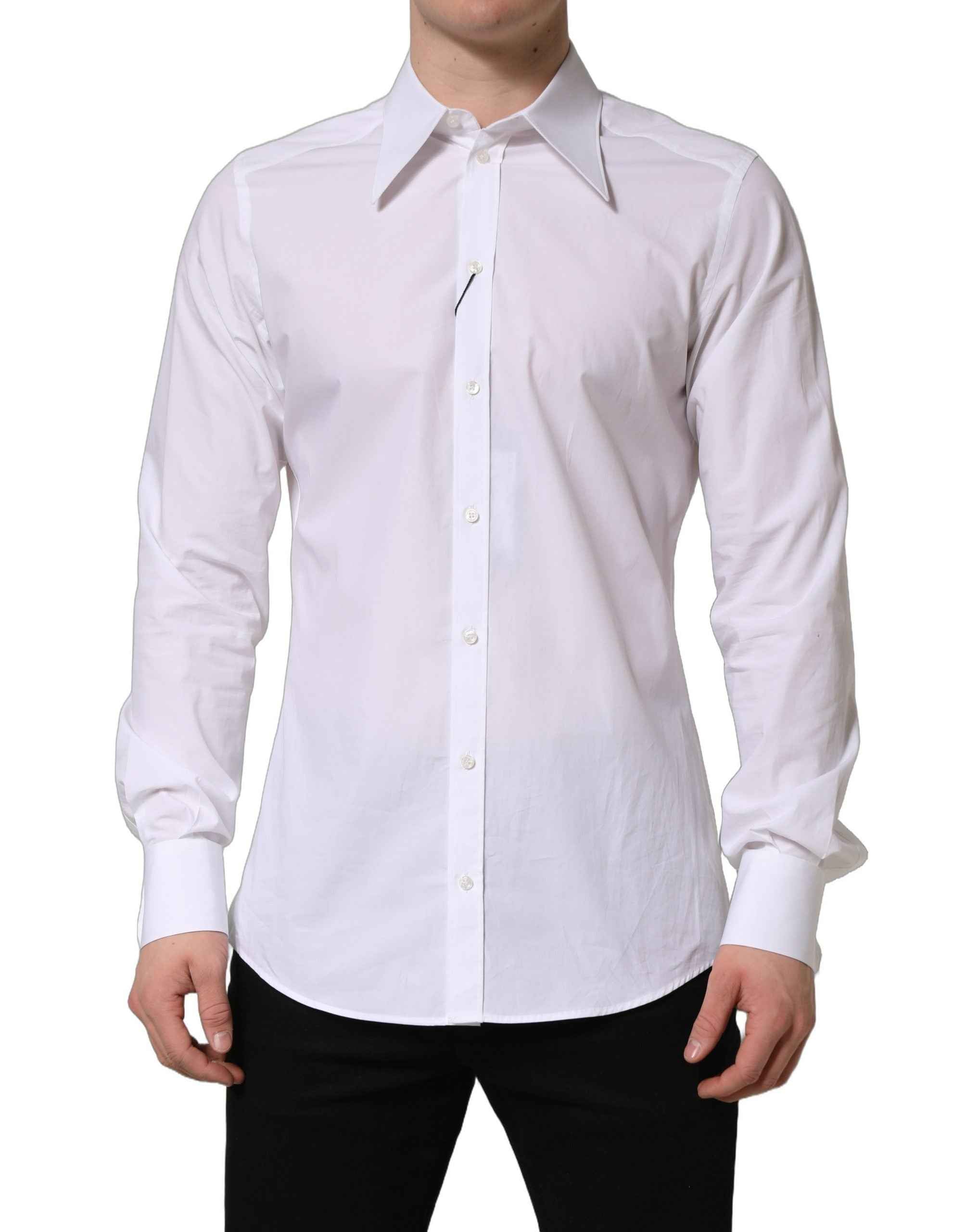 Dolce & Gabbana White MARTINI Long Sleeves Men Dress Shirt