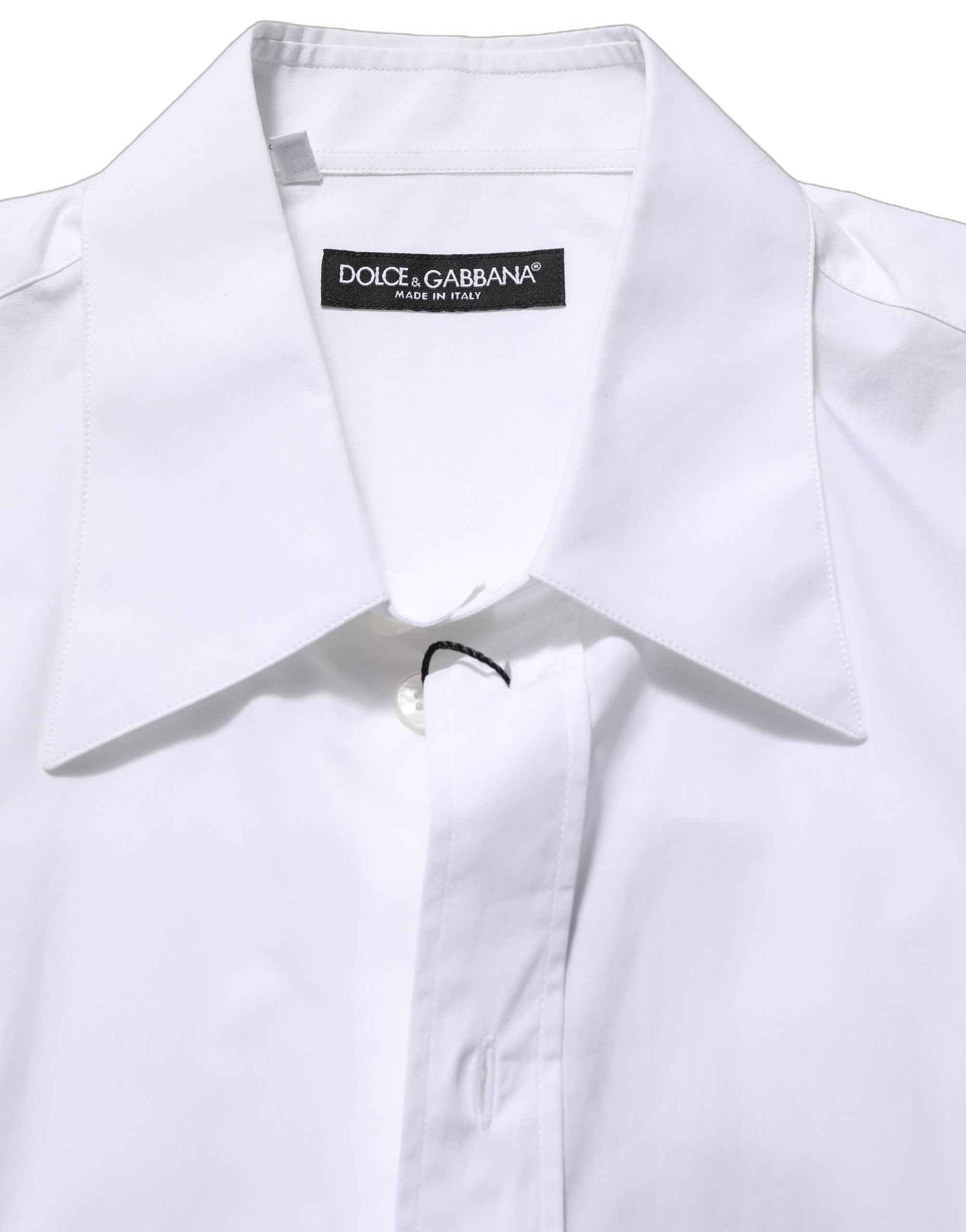 Dolce & Gabbana White Cotton Sleeveless Formal Dress Shirt