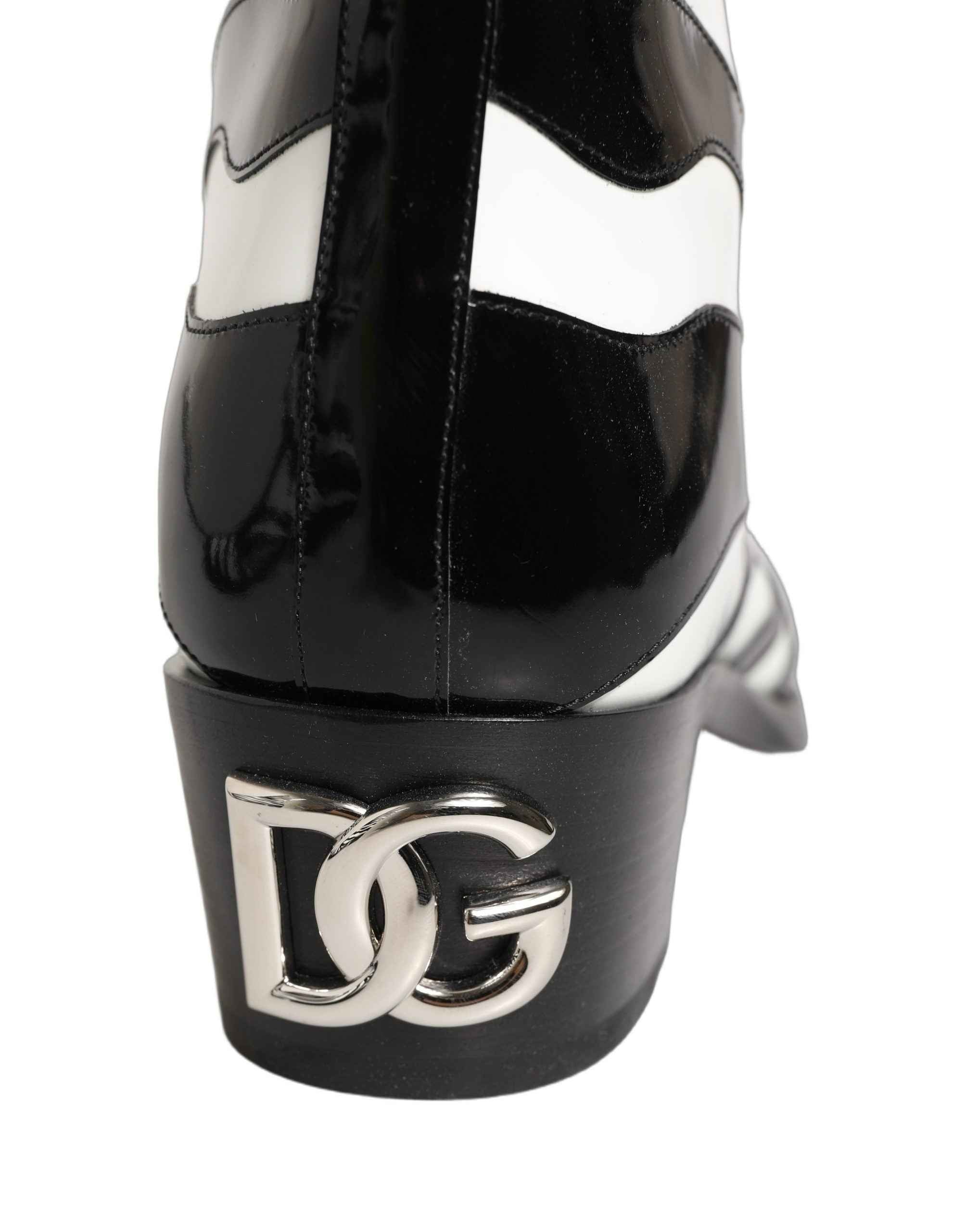 Dolce & Gabbana Black White Zebra Knee High Men Boots Shoes