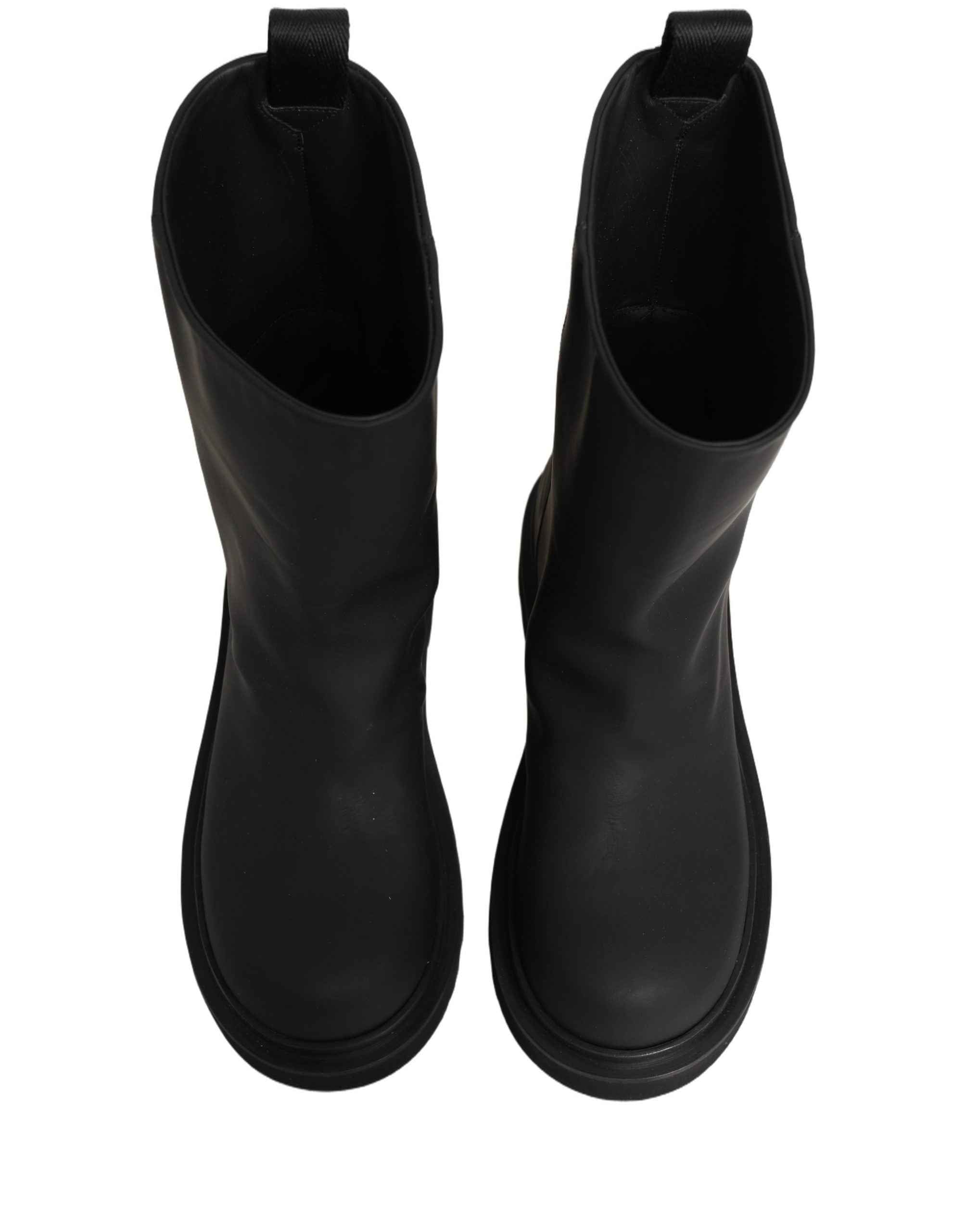 Dolce & Gabbana Black Leather Mid Calf Chunky Men Boots Shoes