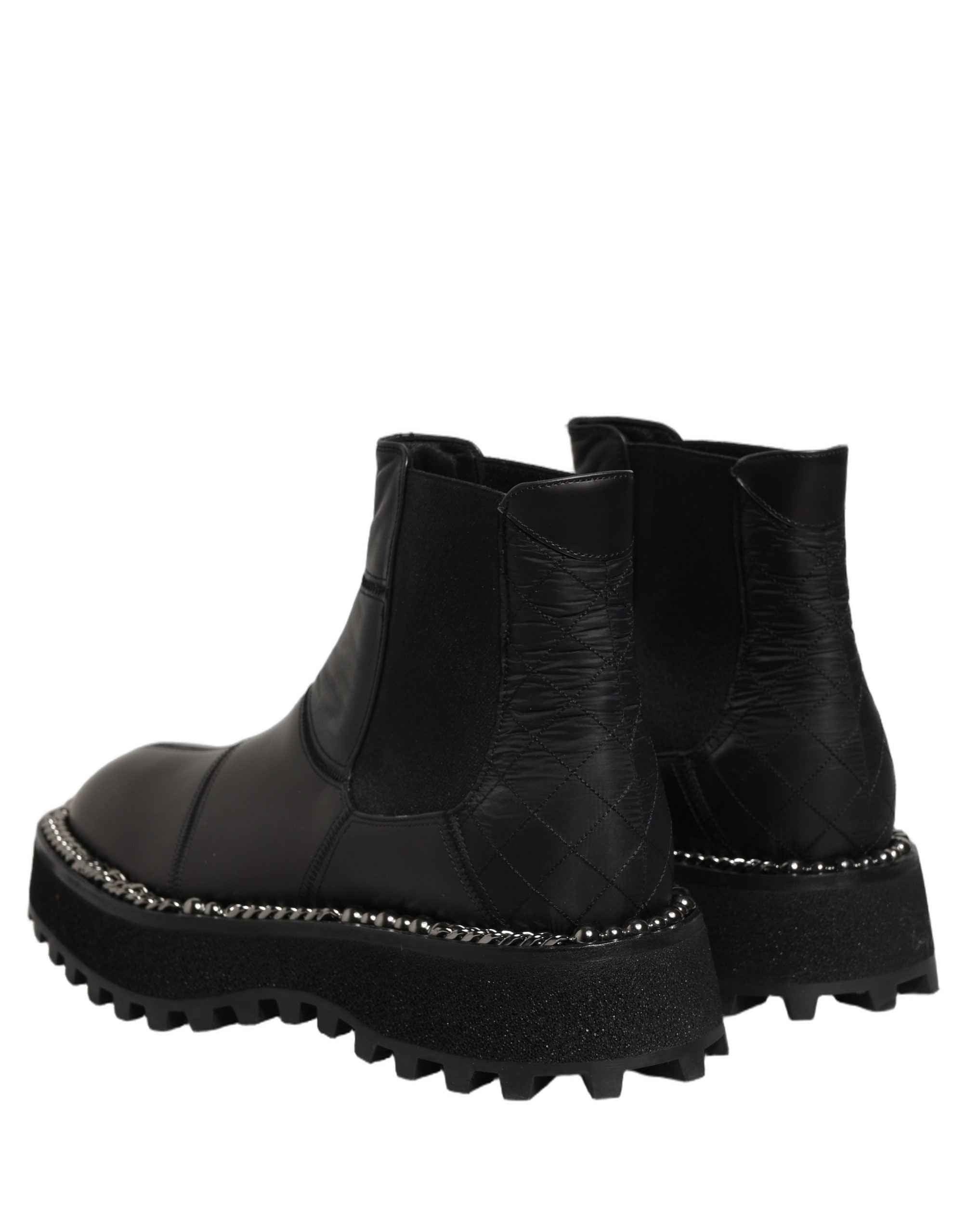 Dolce & Gabbana Black Chelsea Boots Leather Slip On Men Shoes