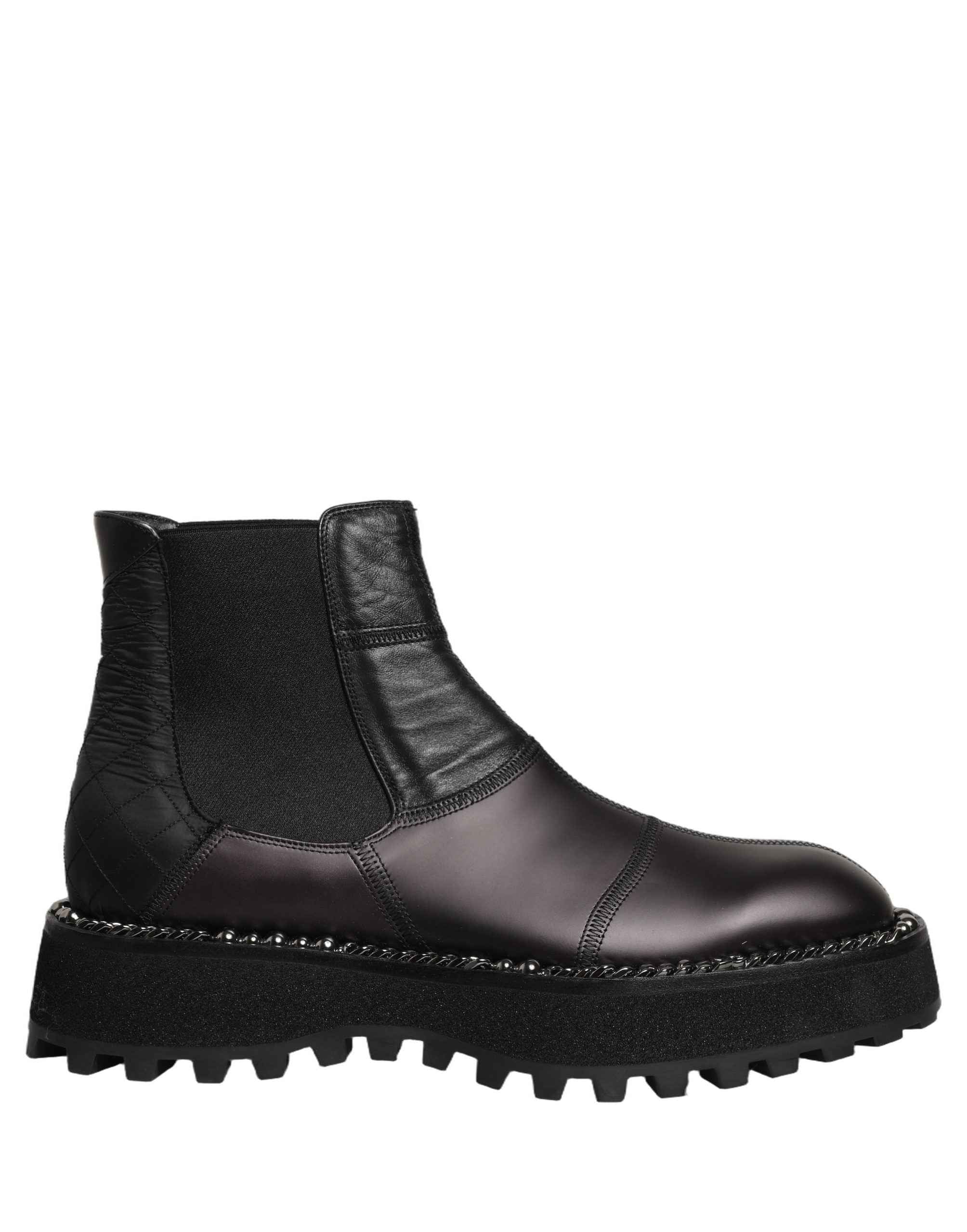 Dolce & Gabbana Black Chelsea Boots Leather Slip On Men Shoes