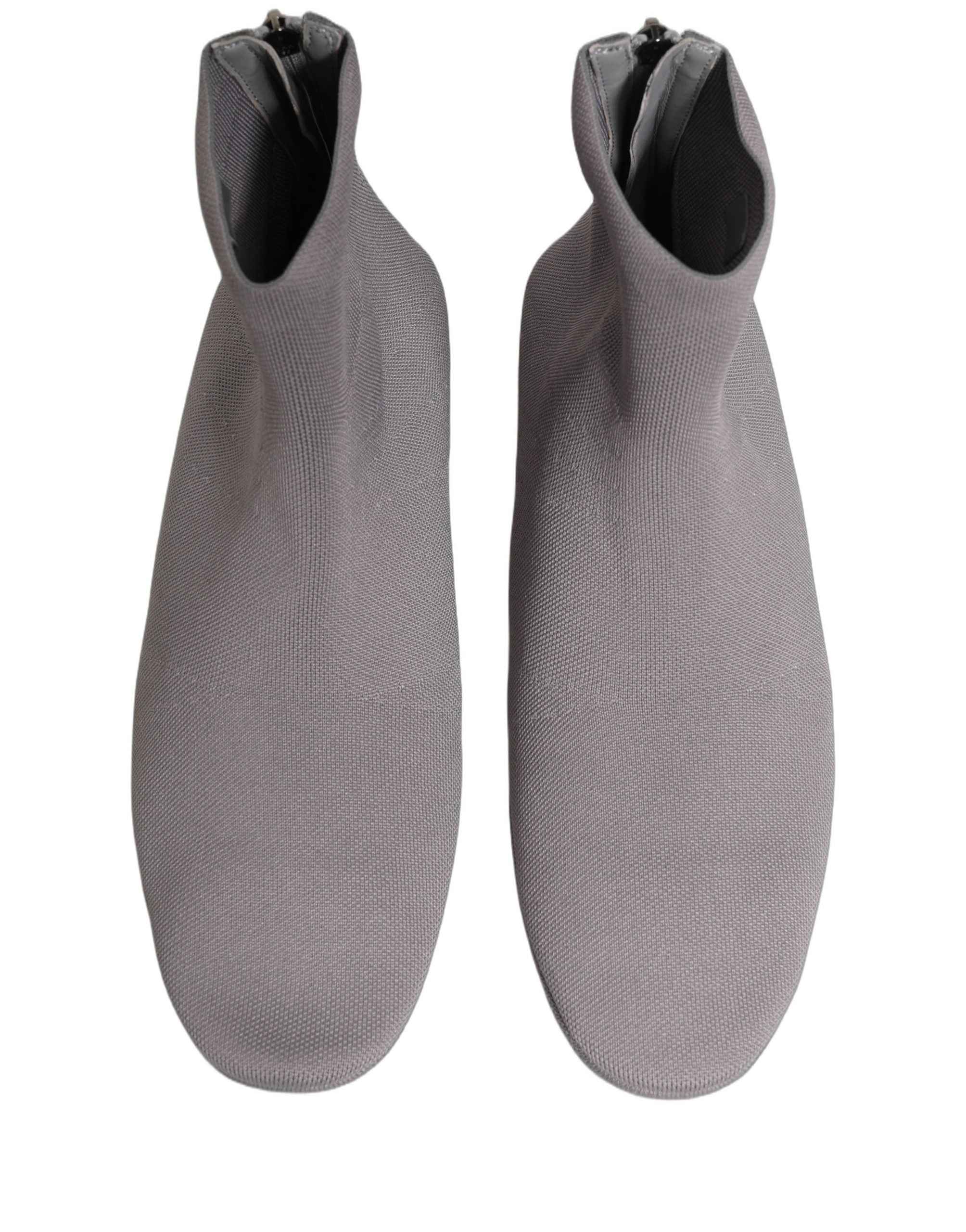Dolce & Gabbana Gray Stretch Mesh Men Ankle Boots Shoes