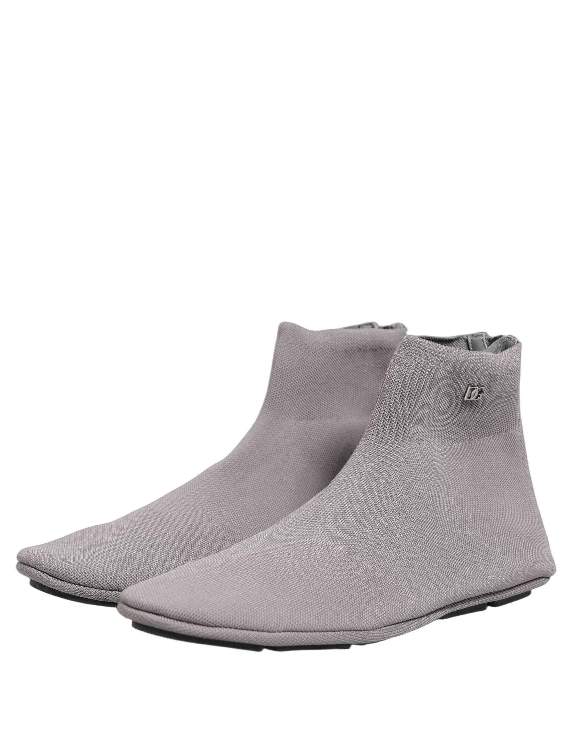 Dolce & Gabbana Gray Stretch Mesh Men Ankle Boots Shoes