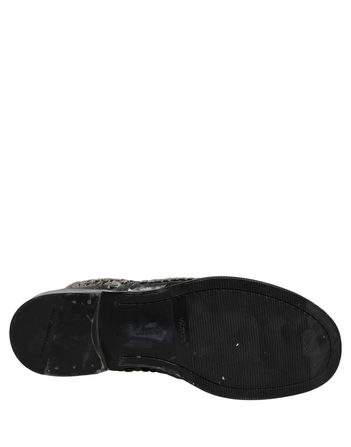 Dolce & Gabbana Black Leather Runway Studs Ankle Boots Shoes