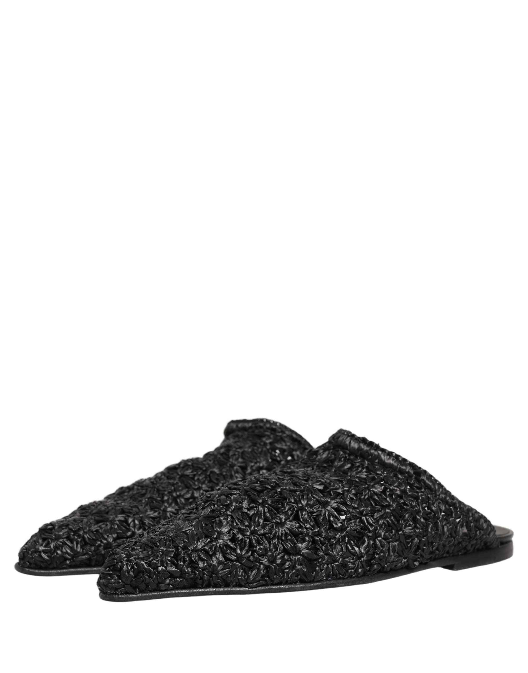 Dolce & Gabbana Black Mules Slides Slippers Men Flats Shoes