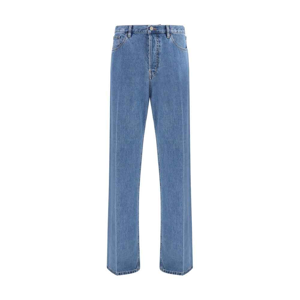 Valentino Garavani Blue Cotton Straight-Leg Jeans