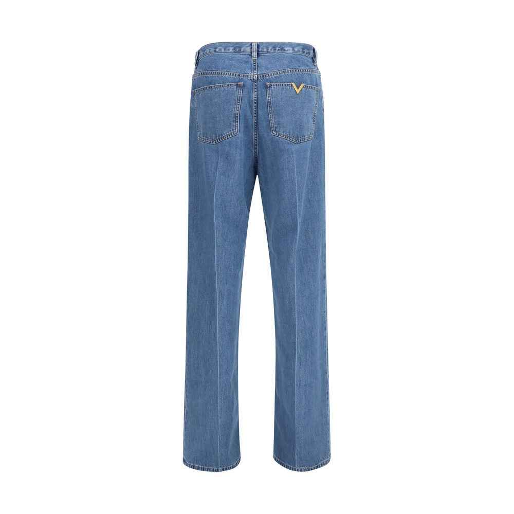Valentino Garavani Blue Cotton Straight-Leg Jeans