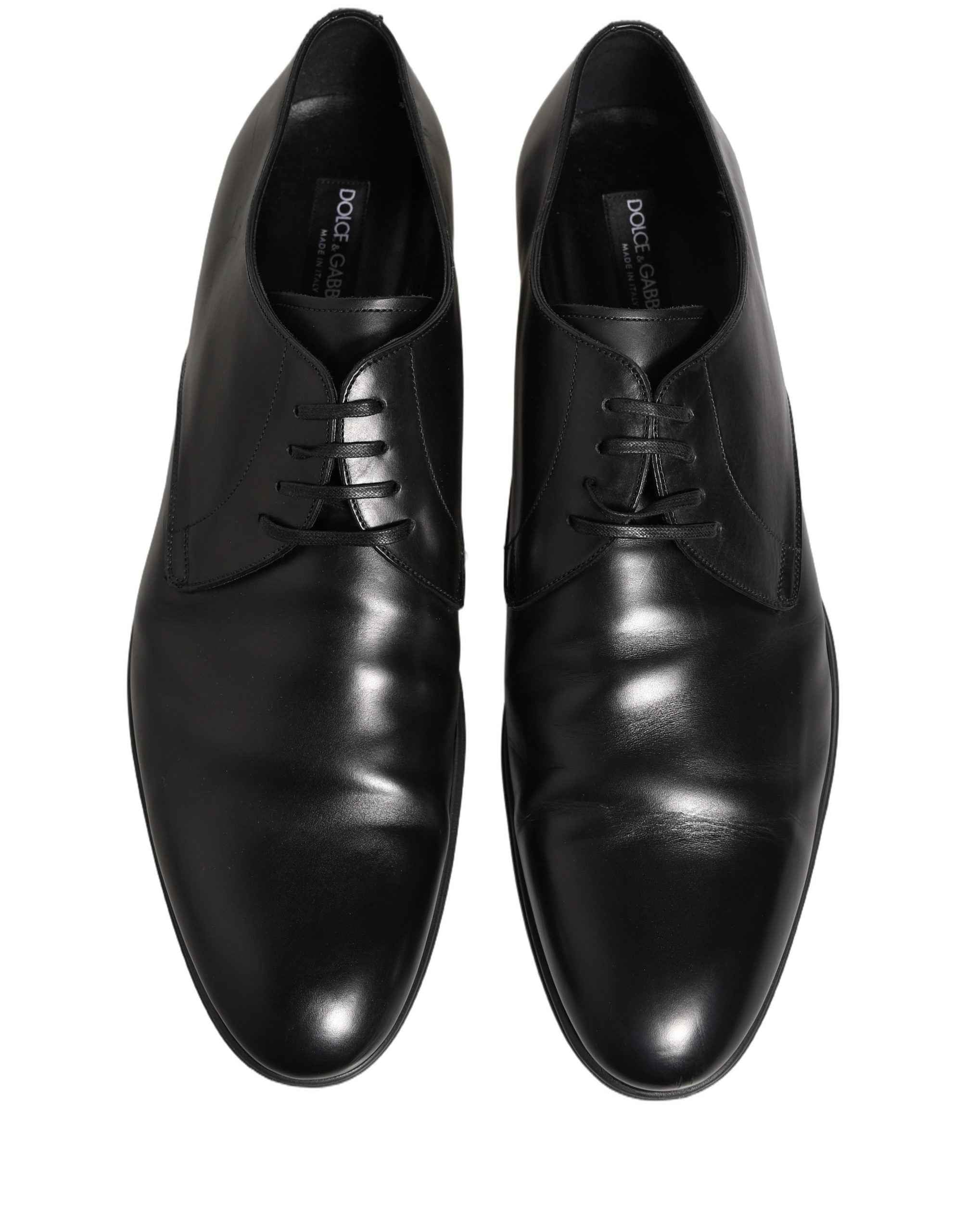 Dolce & Gabbana Black Leather Men Derby Dress Formal Shoes