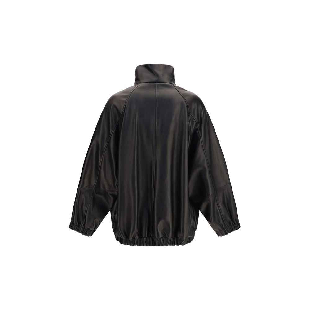Brunello Cucinelli Black Lamb Ovis Aries Aries Leather Jacket