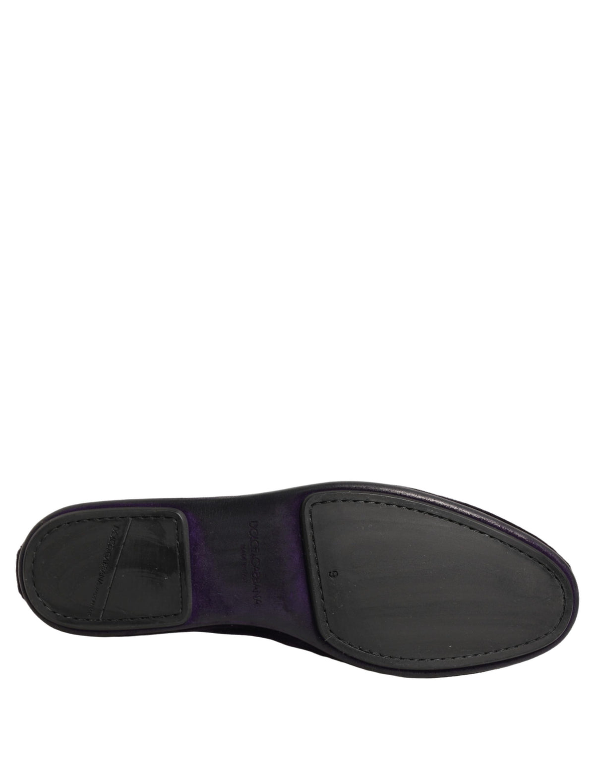 Dolce & Gabbana Purple Velvet Crown Embroidery Loafers Shoes