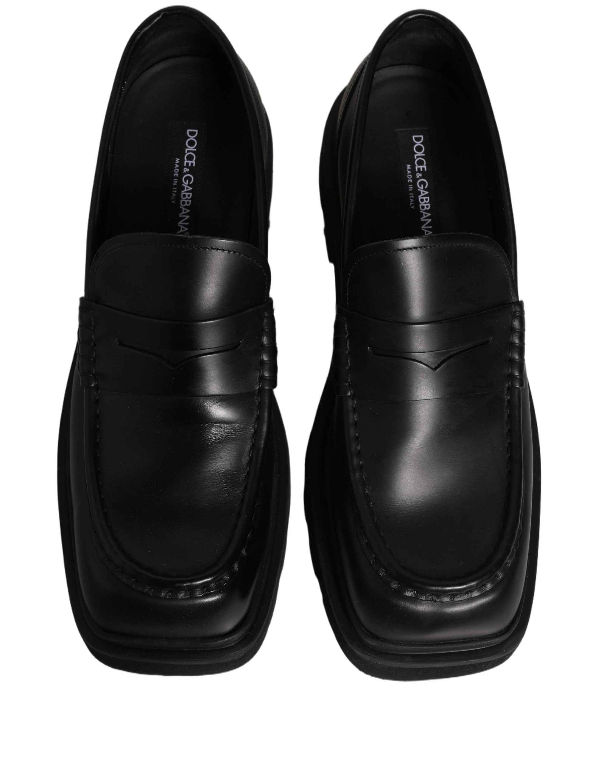 Dolce & Gabbana Black Calfskin Leather Men Dress Loafer Shoes