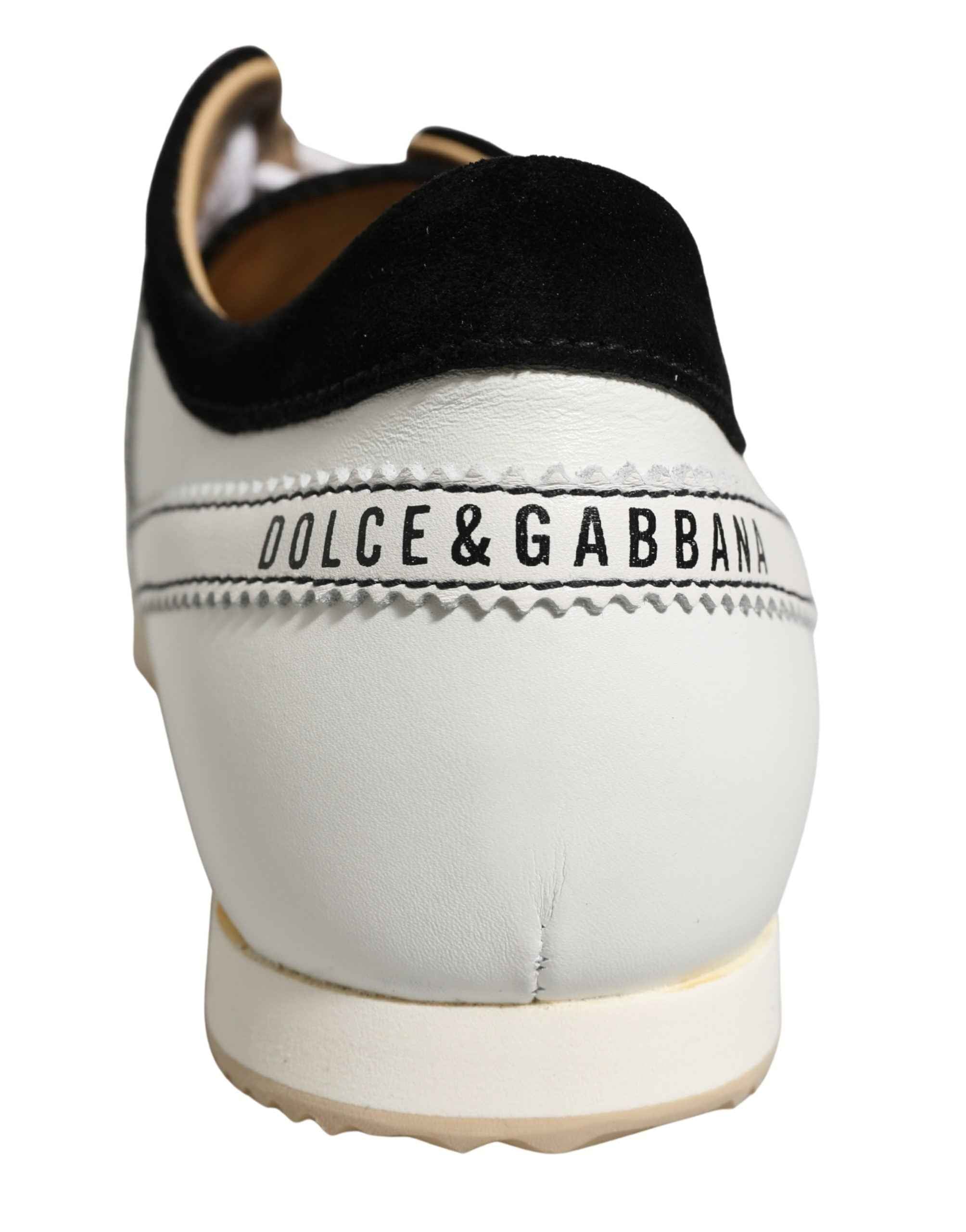 Dolce & Gabbana Black White Leather Suede Low Top Sneakers Shoes