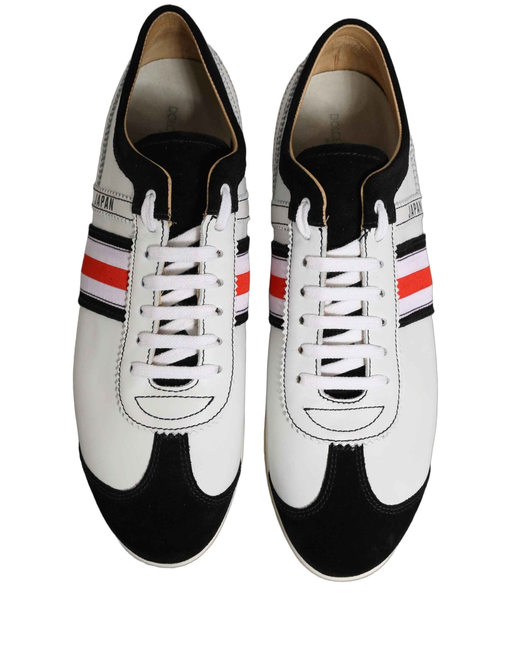 Dolce & Gabbana Black White Leather Suede Low Top Sneakers Shoes