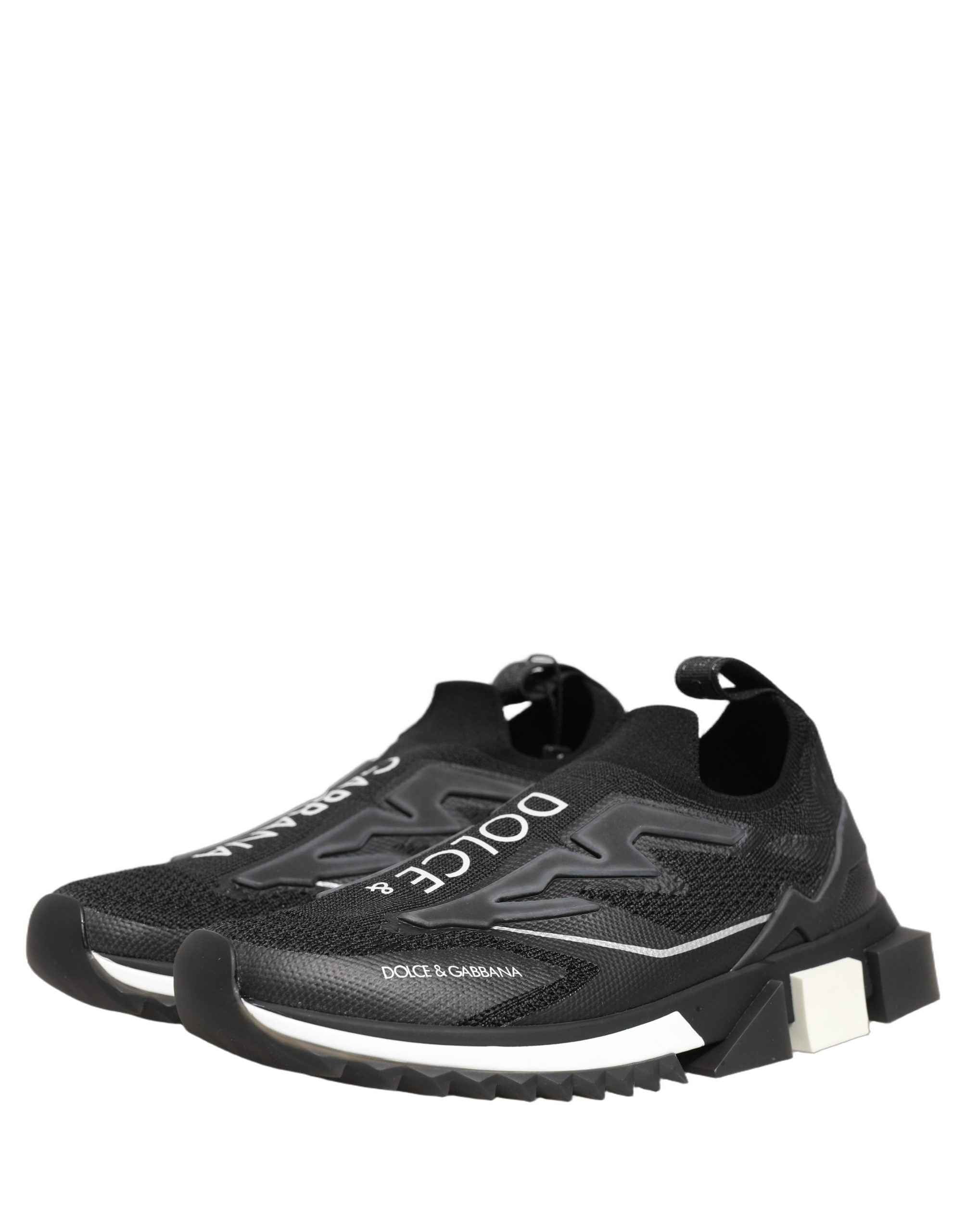 Dolce & Gabbana Black White Sorrento Slip-On Logo Sneakers Shoes