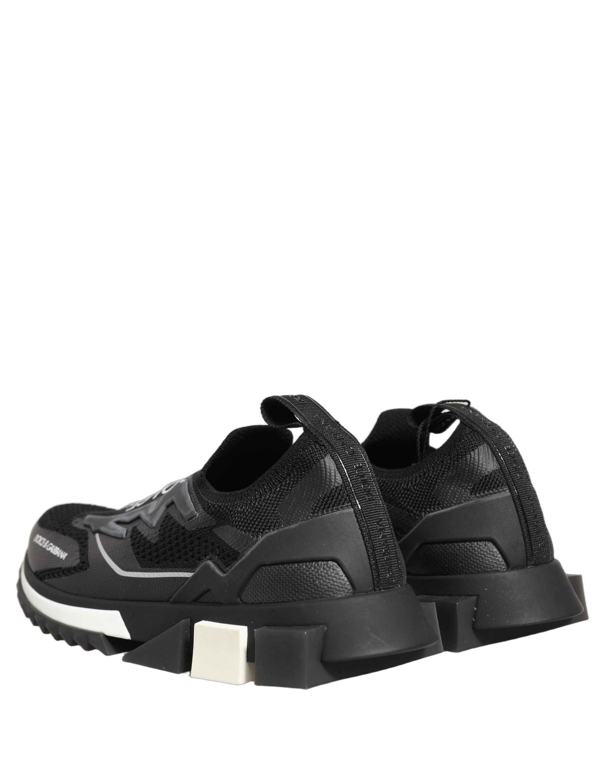Dolce & Gabbana Black White Sorrento Slip-On Logo Sneakers Shoes